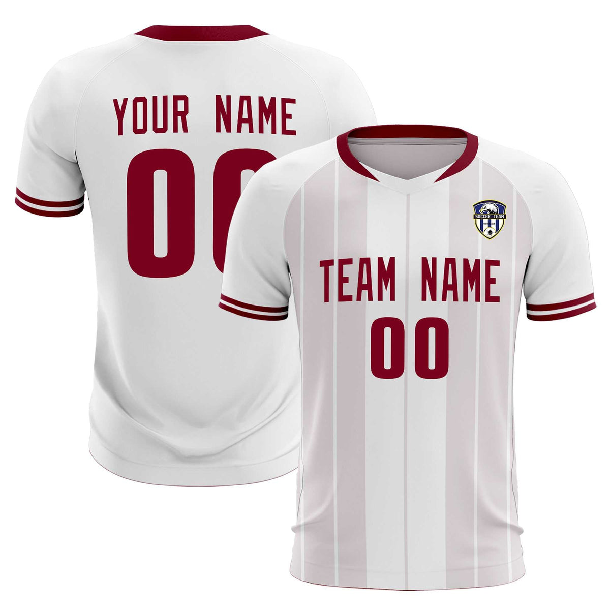 Custom White Classic Striped Personalized Football Kit Jersey