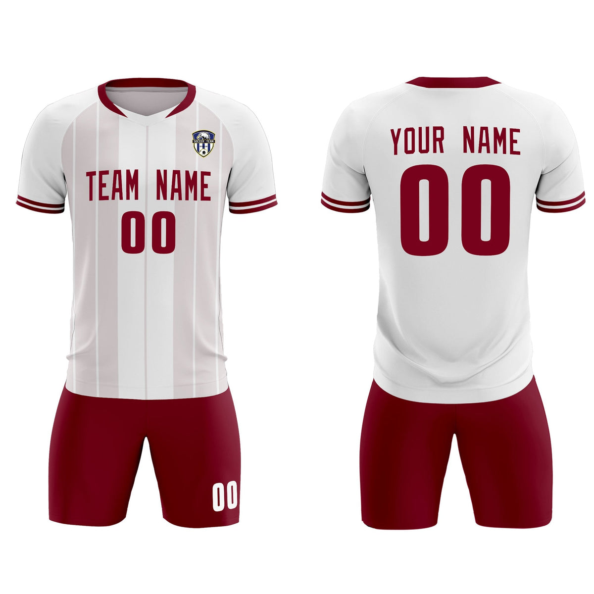 Custom White Classic Striped Personalized Football Kit Jersey