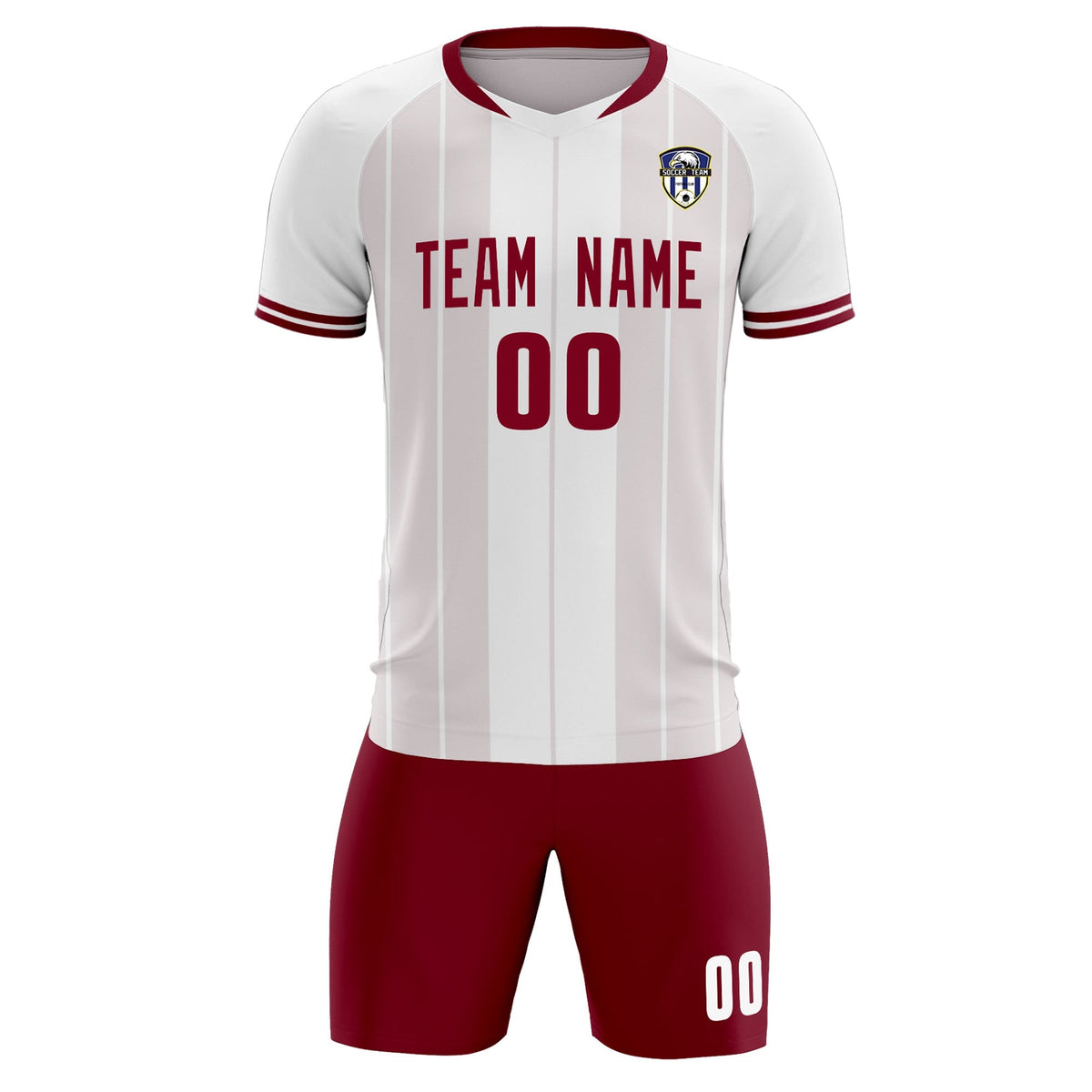 Custom White Classic Striped Personalized Football Kit Jersey