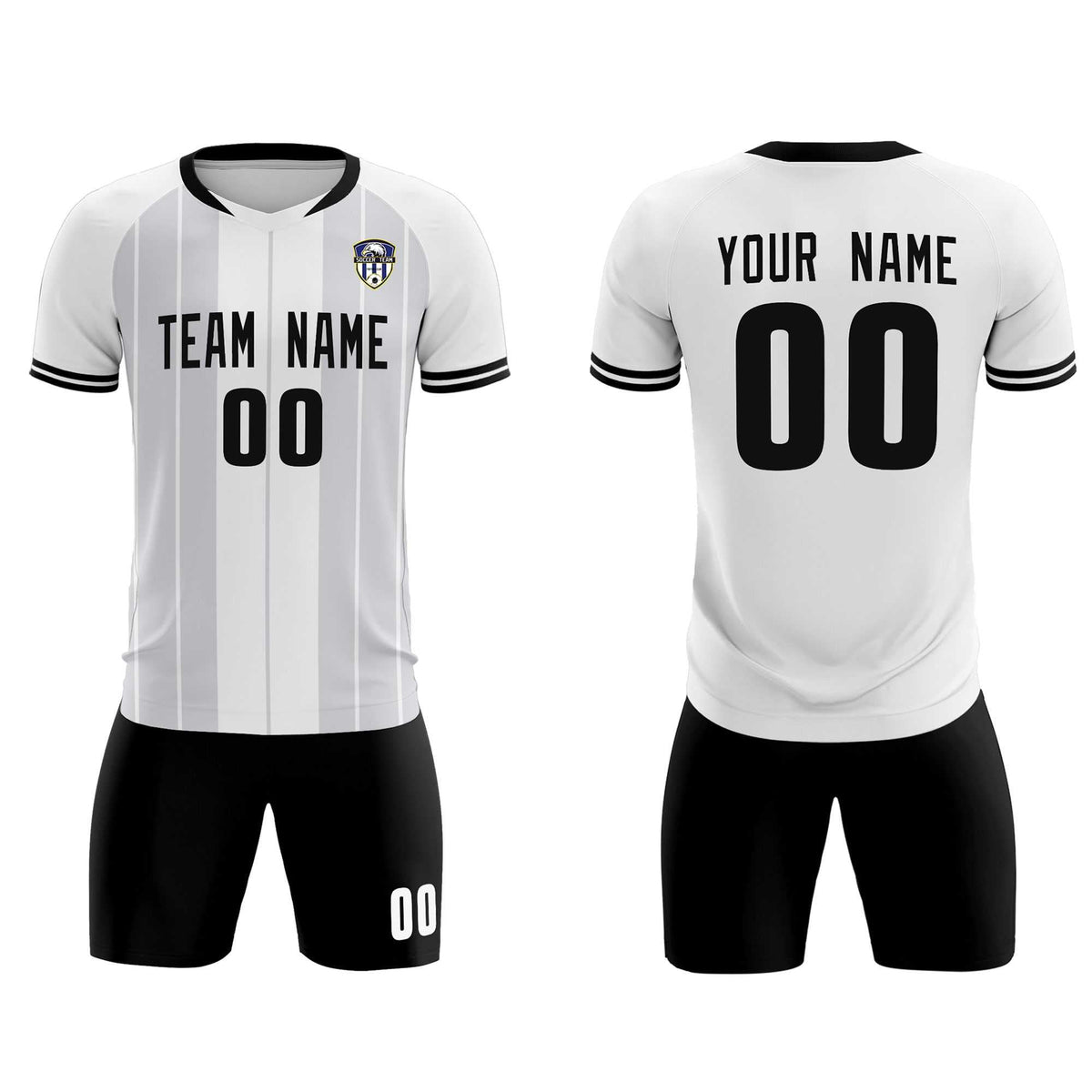 Custom White Classic Striped Personalized Football Kit Jersey