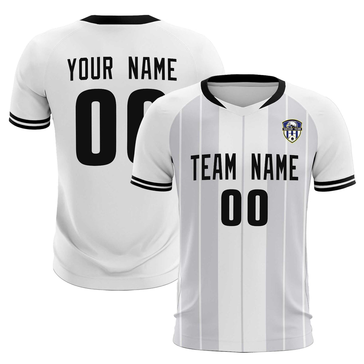 Custom White Classic Striped Personalized Football Kit Jersey