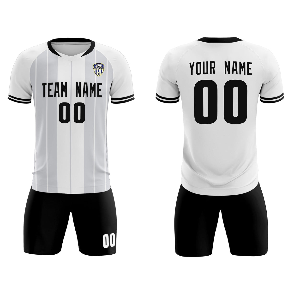 Custom White Classic Striped Personalized Football Kit Jersey