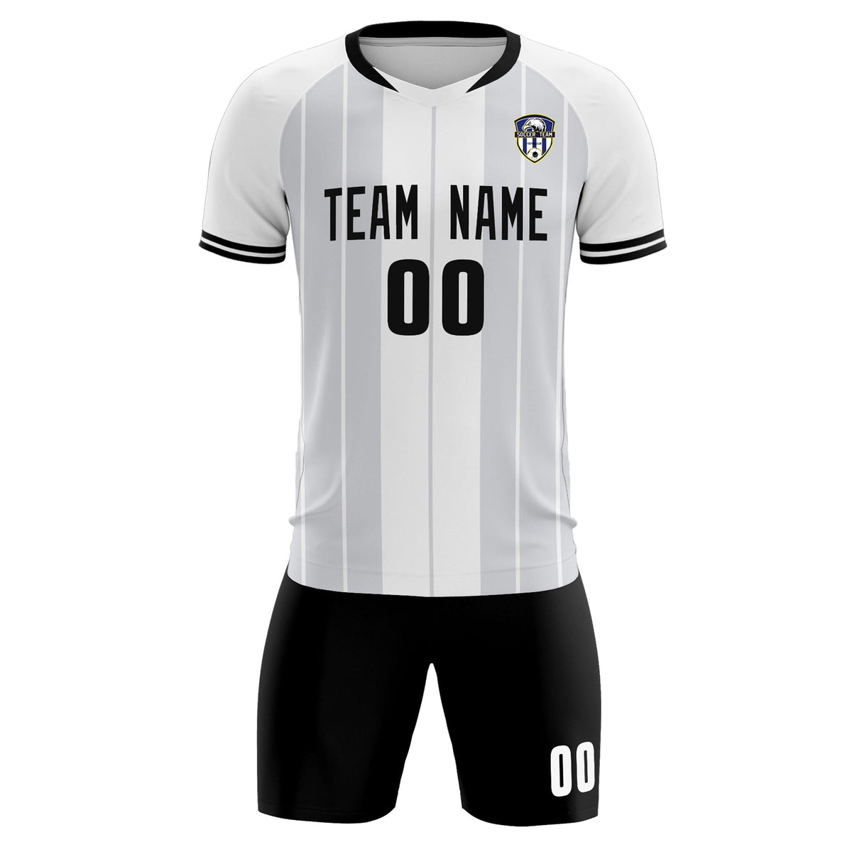 Custom White Classic Striped Personalized Football Kit Jersey