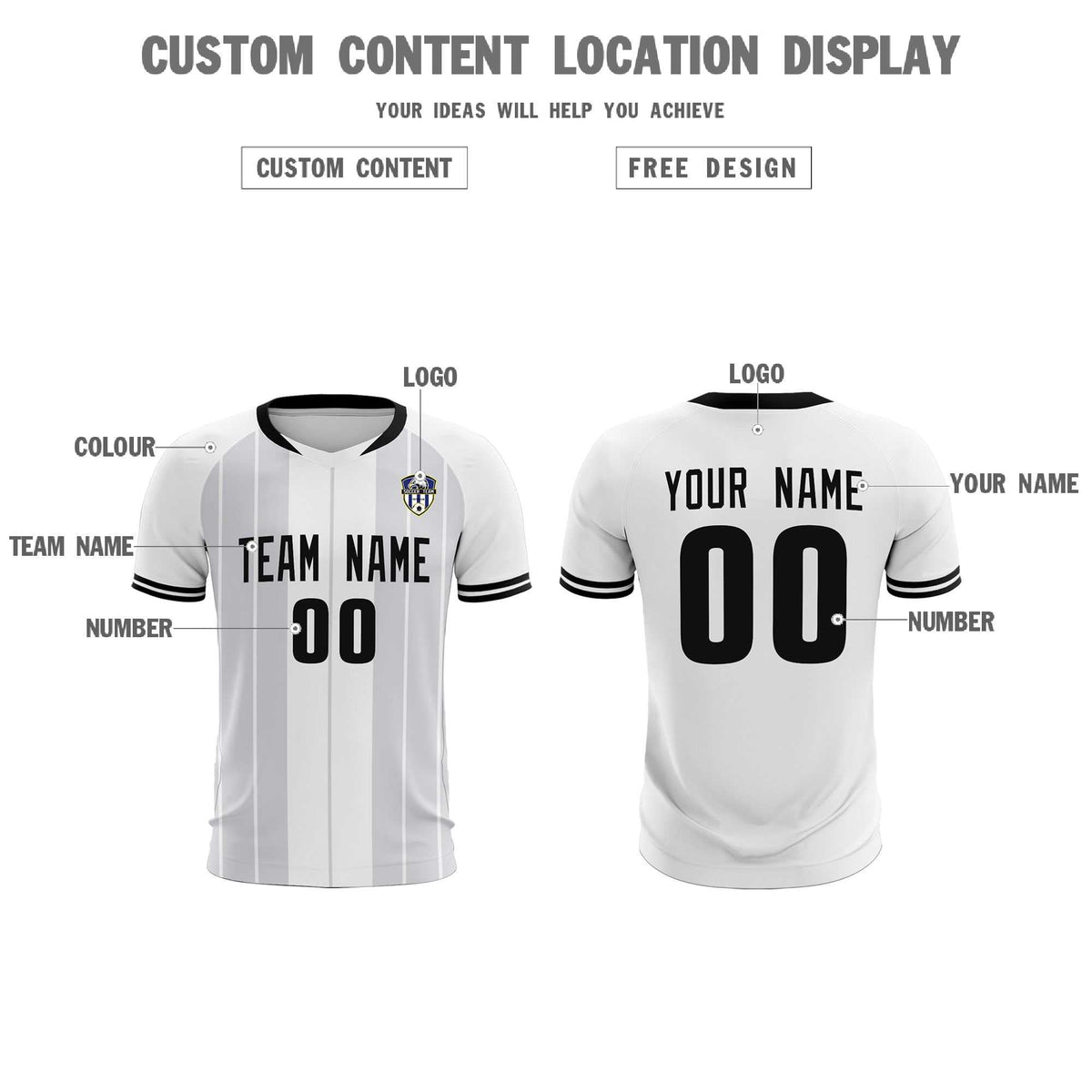 Custom White Classic Striped Personalized Football Kit Jersey