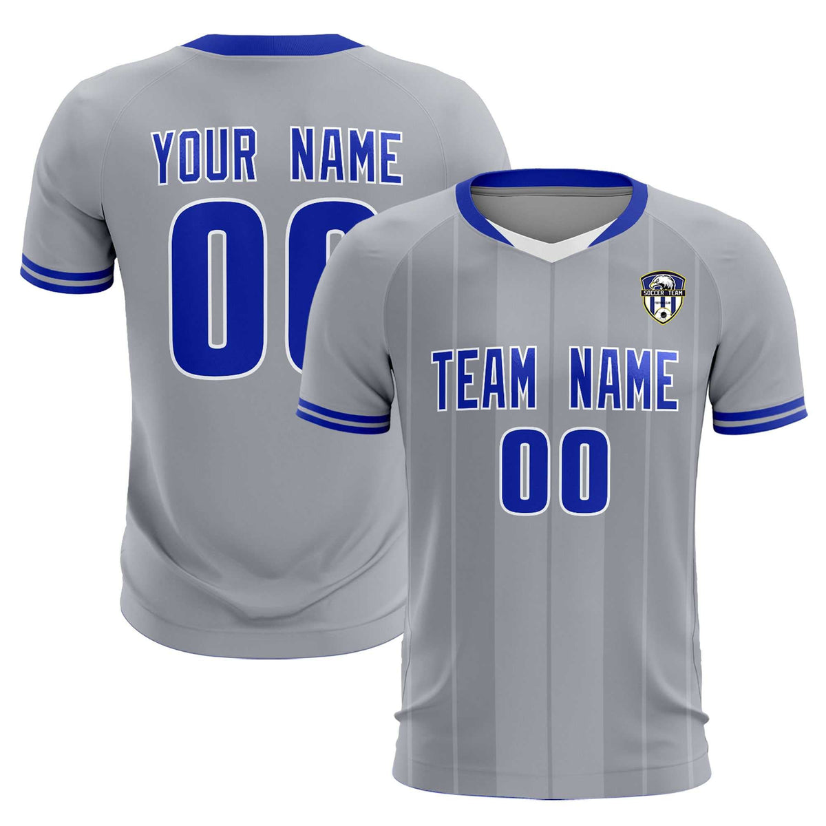 Custom Gray Classic Striped Personalized Football Kit Jersey