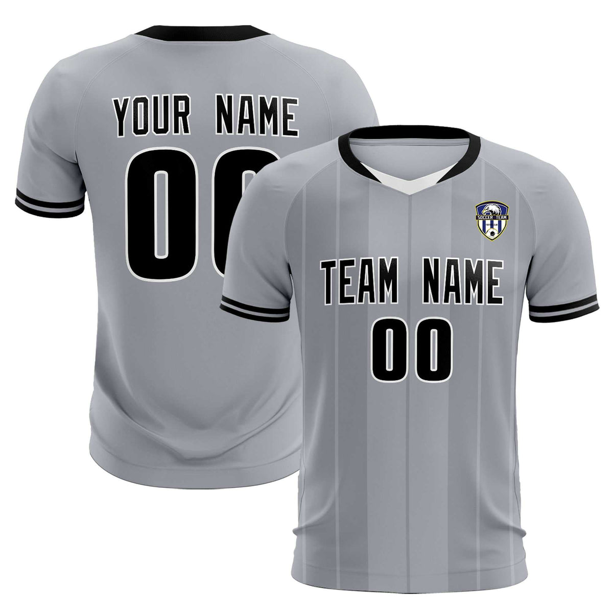 Custom Gray Classic Striped Personalized Football Kit Jersey