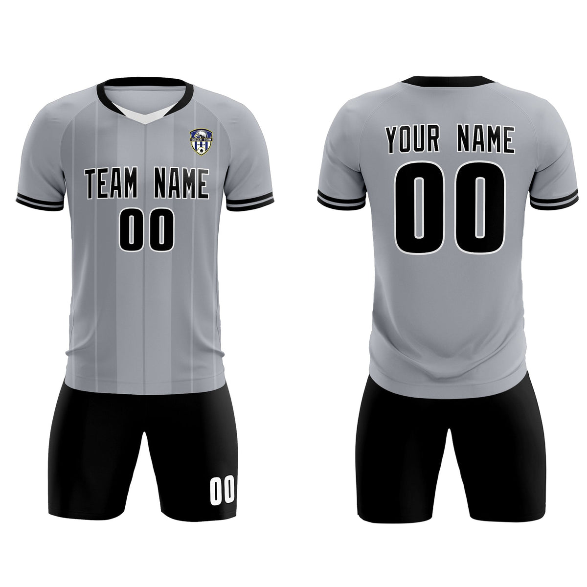 Custom Gray Classic Striped Personalized Football Kit Jersey
