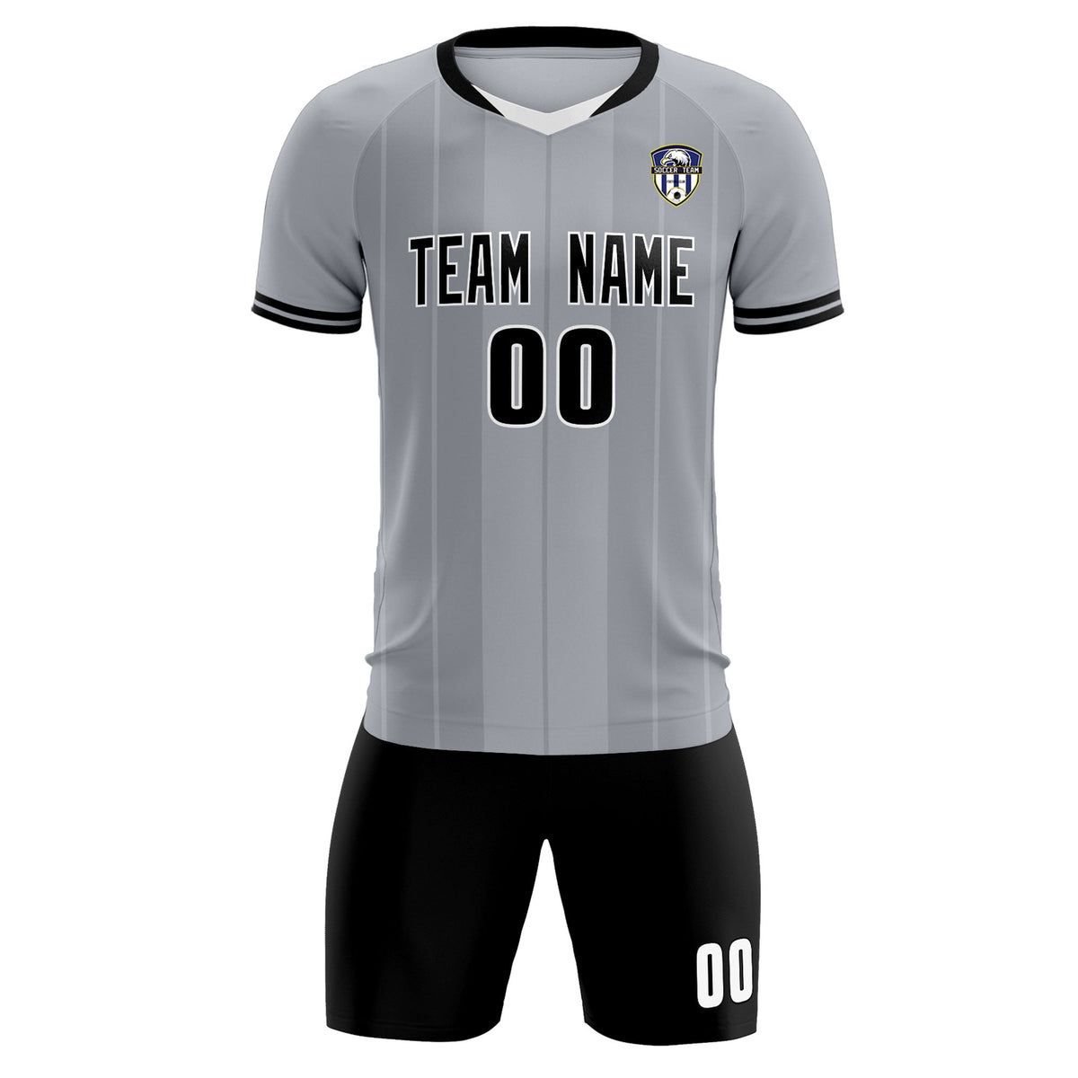 Custom Gray Classic Striped Personalized Football Kit Jersey