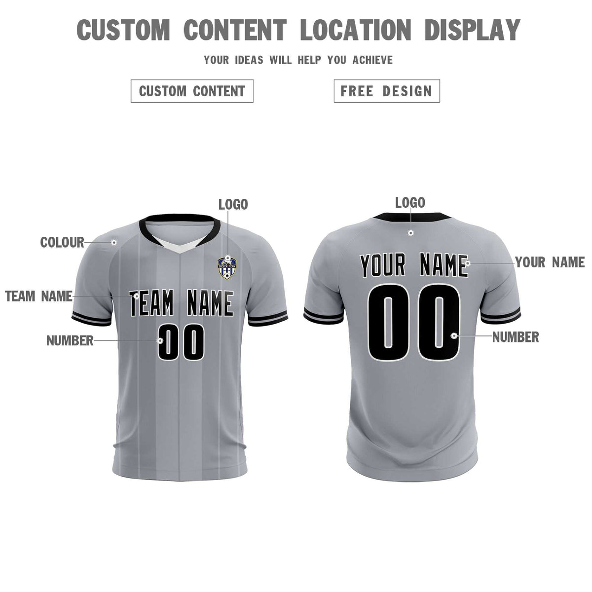 Custom Gray Classic Striped Personalized Football Kit Jersey