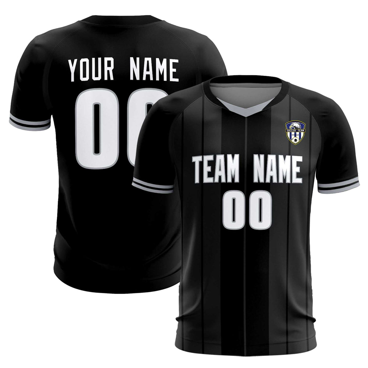 Custom Black Classic Striped Personalized Football Kit Jersey