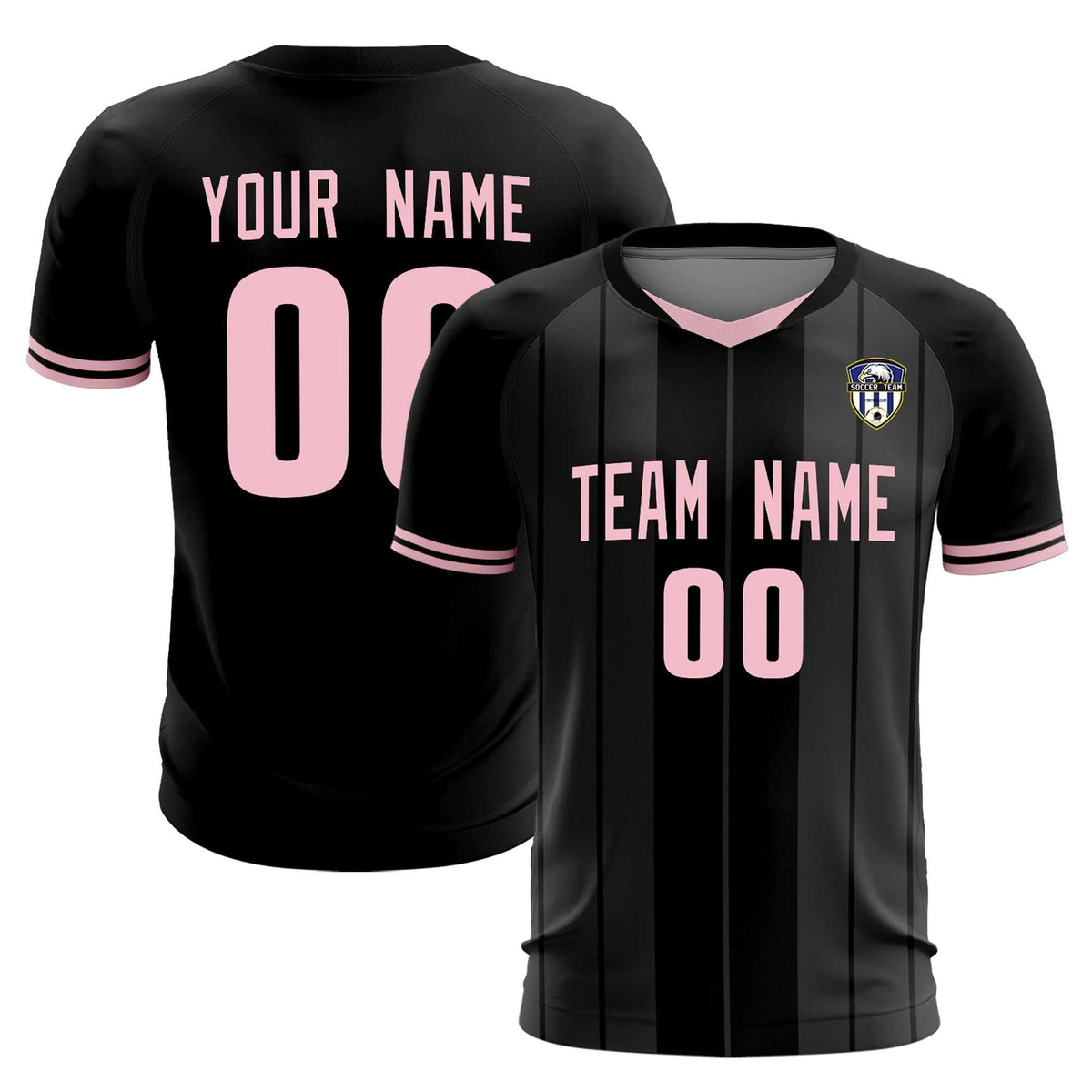 Custom Black Classic Striped Personalized Football Kit Jersey