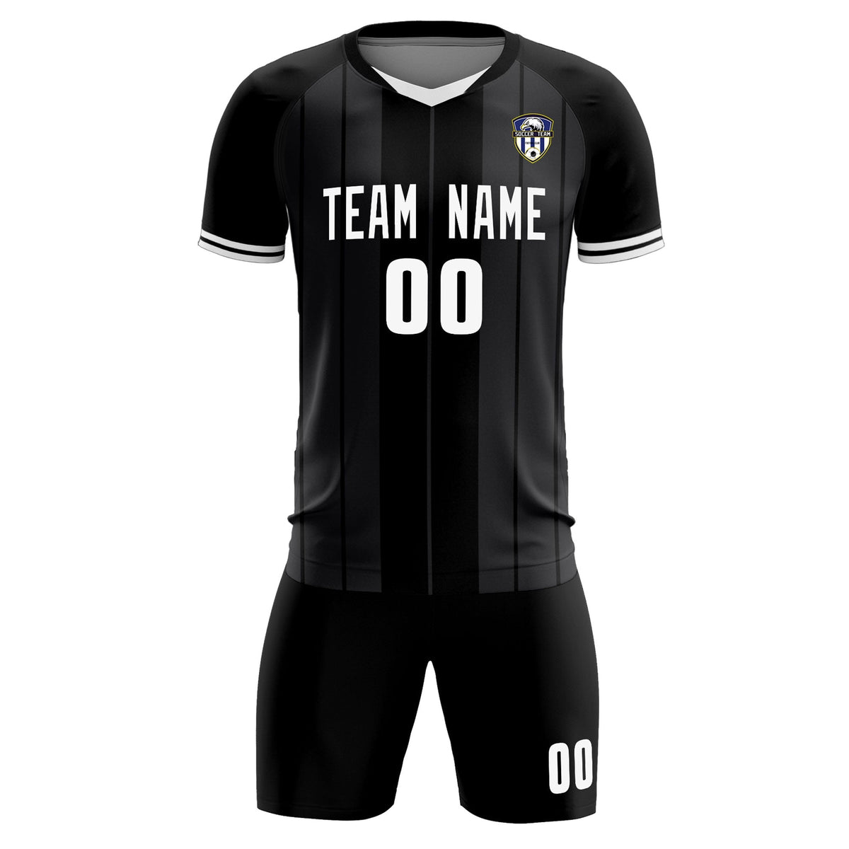Custom Black Classic Striped Personalized Football Kit Jersey