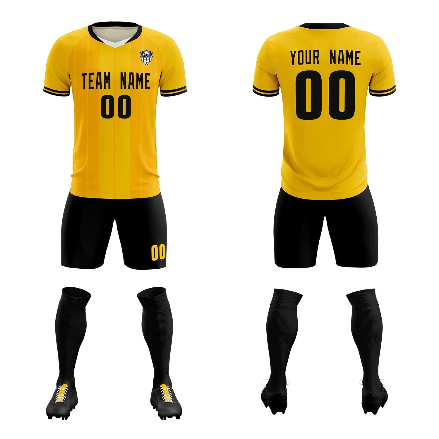 Custom Gold Classic Striped Personalized Football Kit Jersey