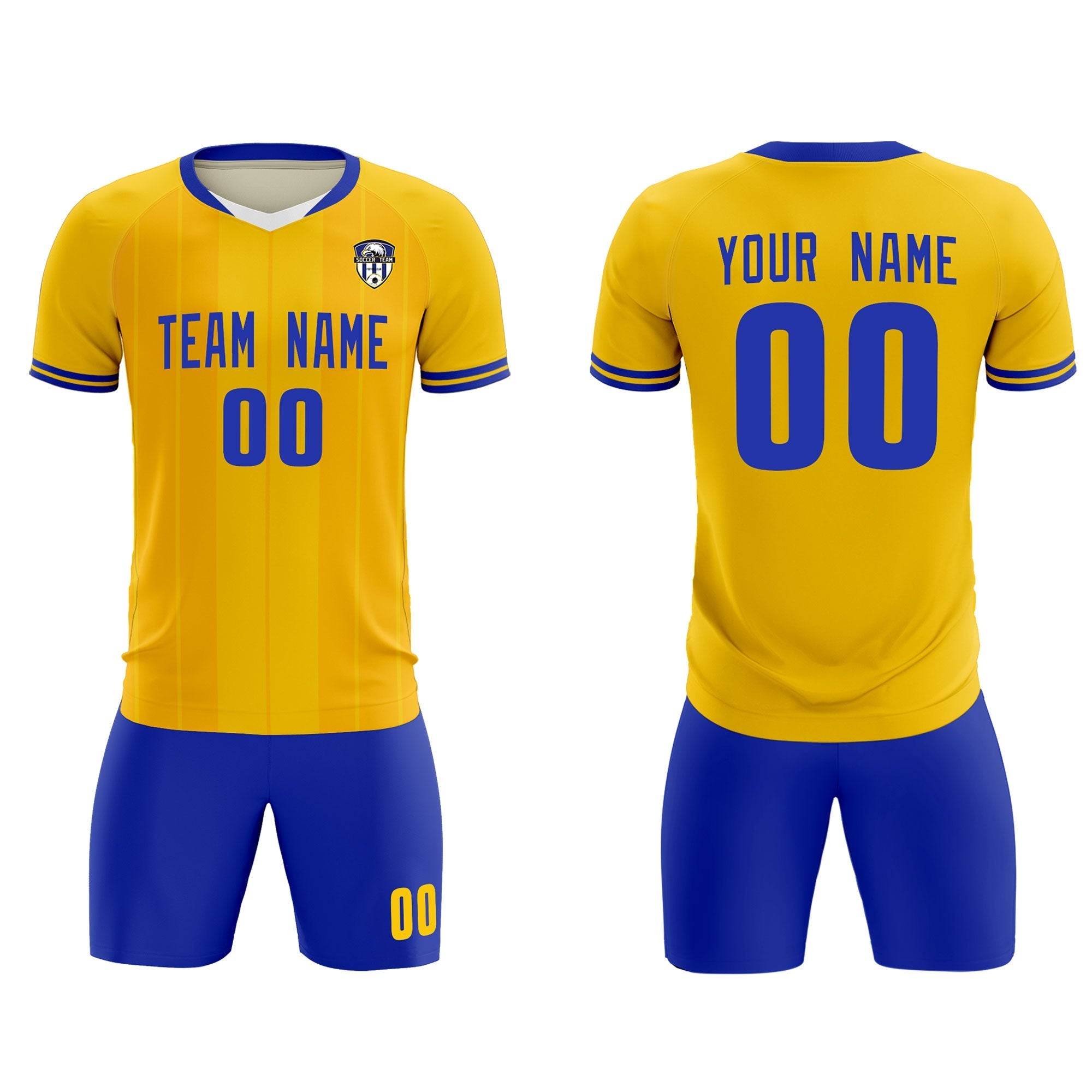 Custom Gold Classic Striped Personalized Football Kit Jersey
