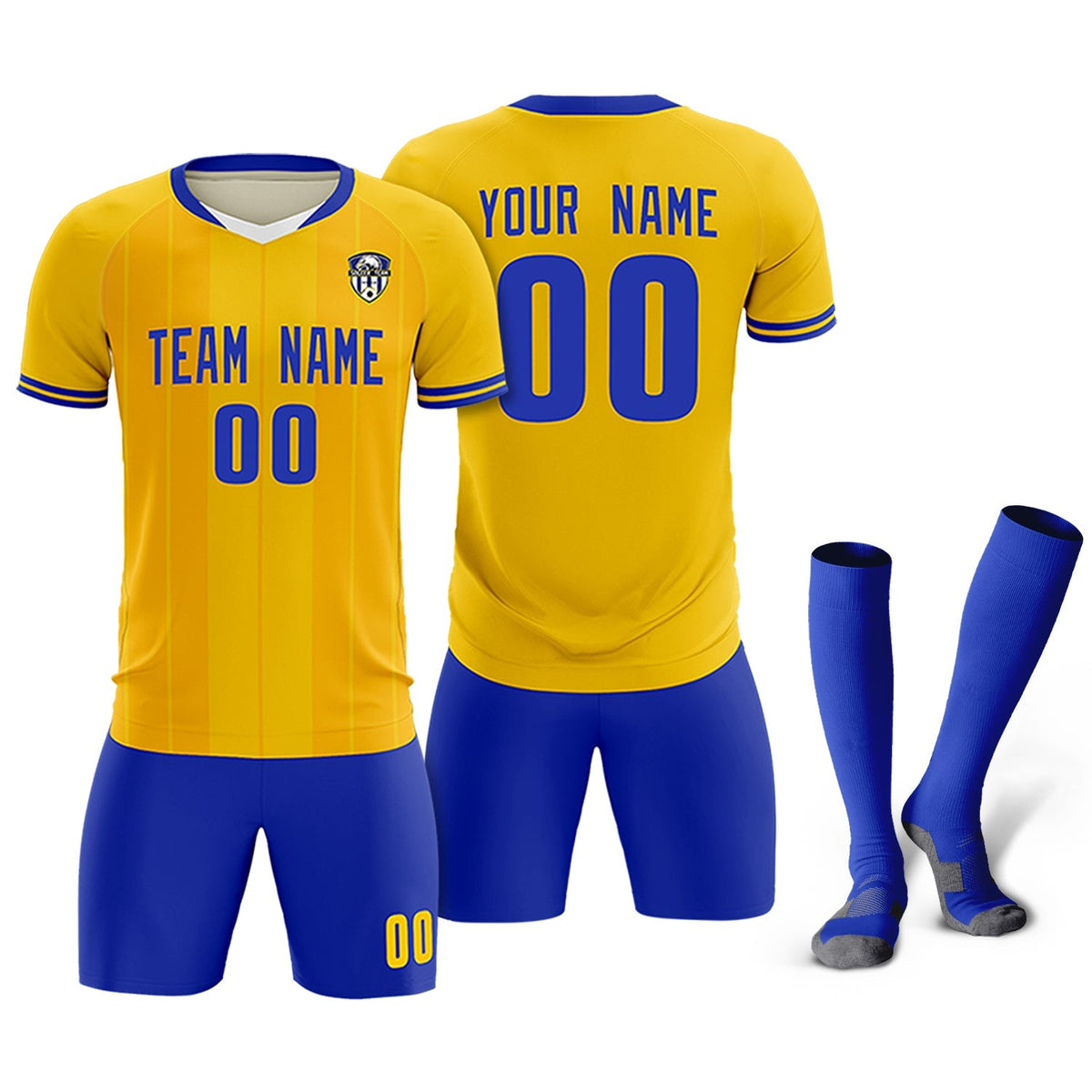 Custom Gold Classic Striped Personalized Football Kit Jersey