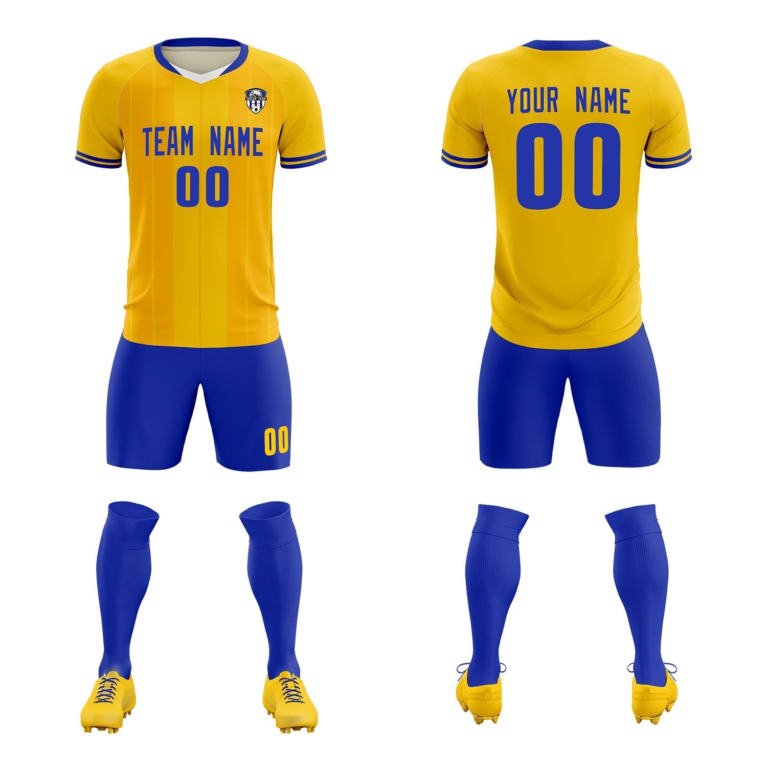 Custom Gold Classic Striped Personalized Football Kit Jersey