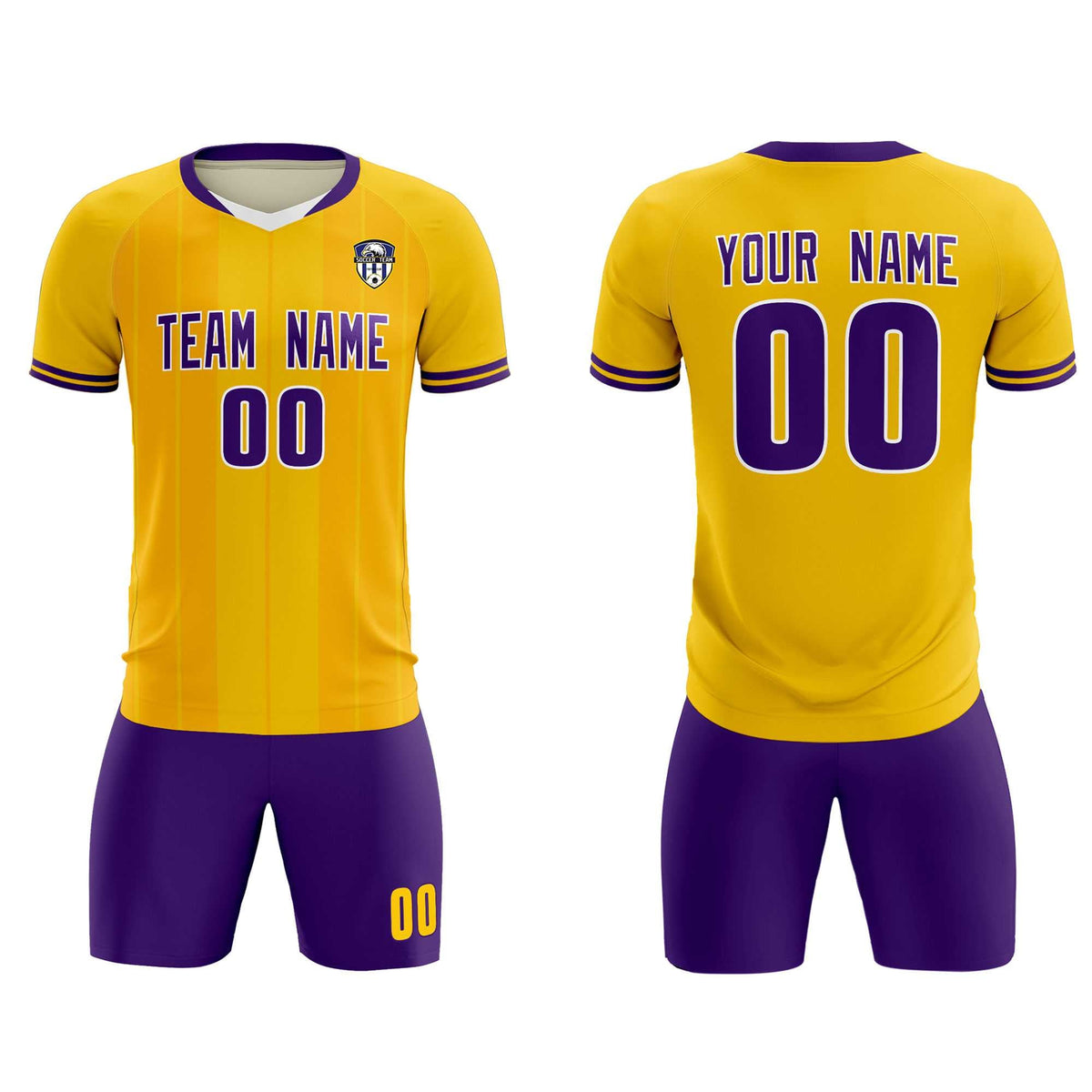 Custom Gold Classic Striped Personalized Football Kit Jersey