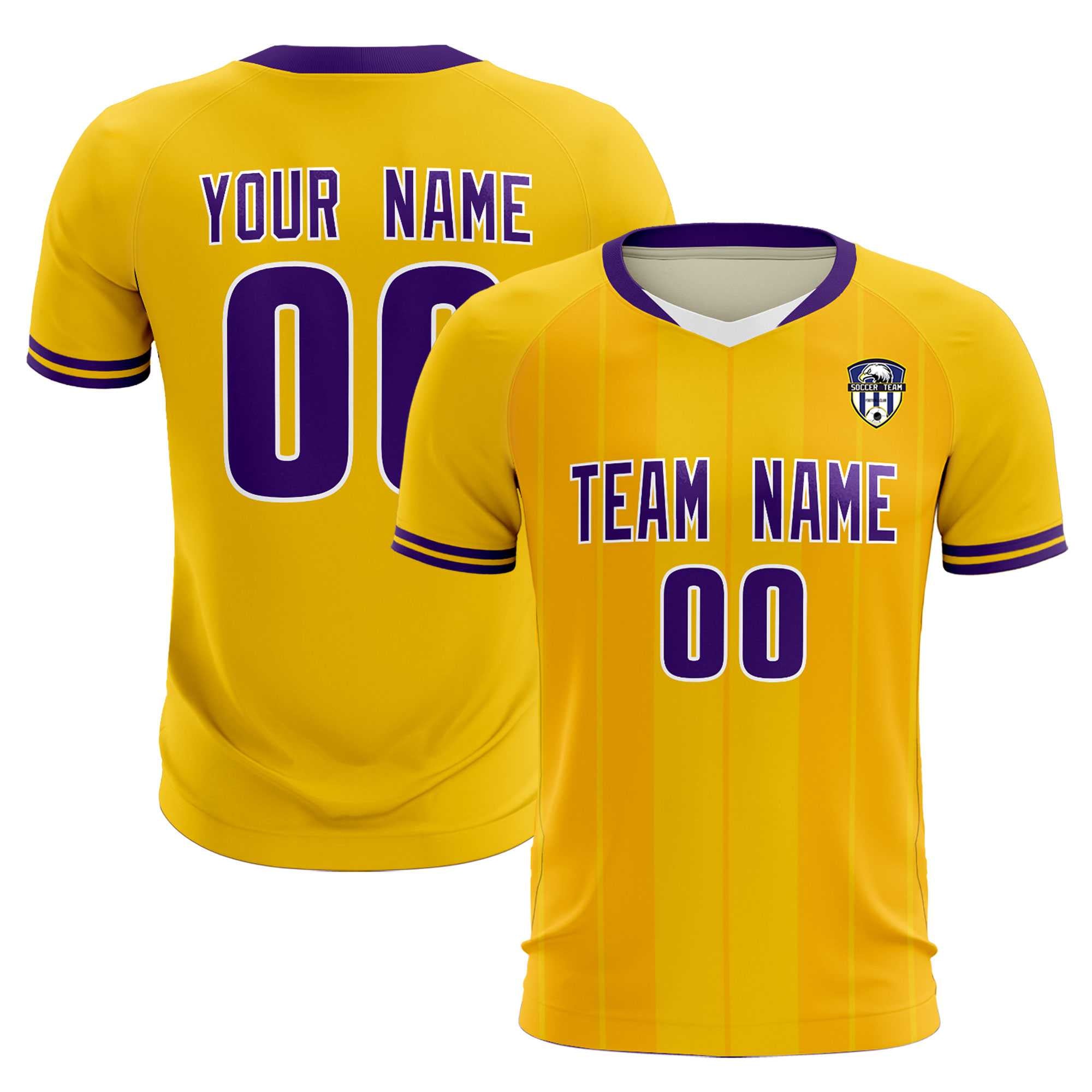 Custom Gold Classic Striped Personalized Football Kit Jersey