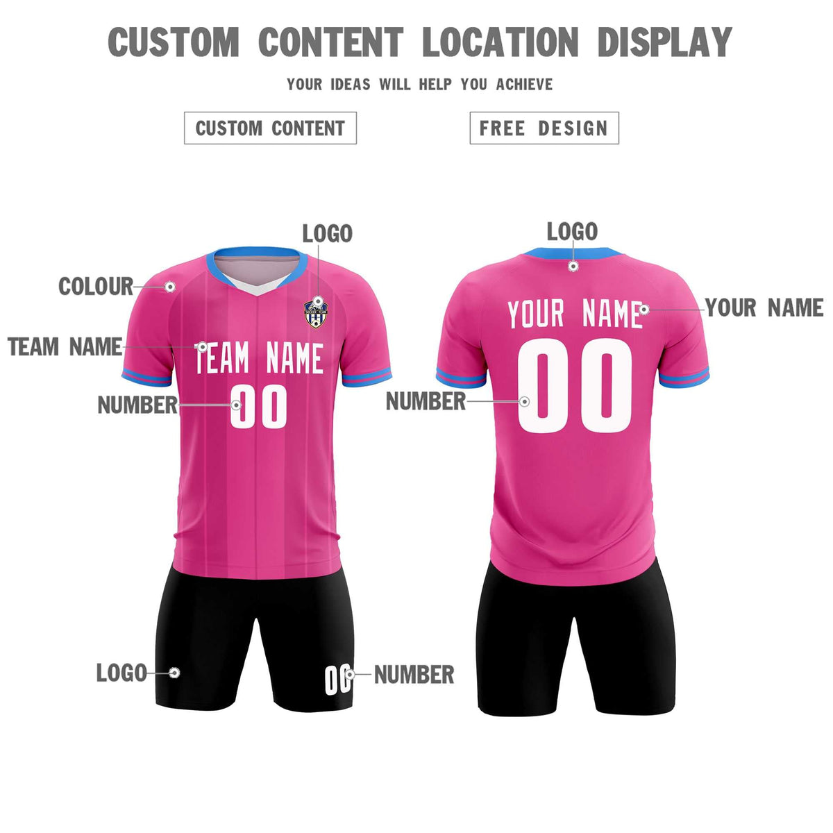 Custom Pink Classic Striped Personalized Football Kit Jersey