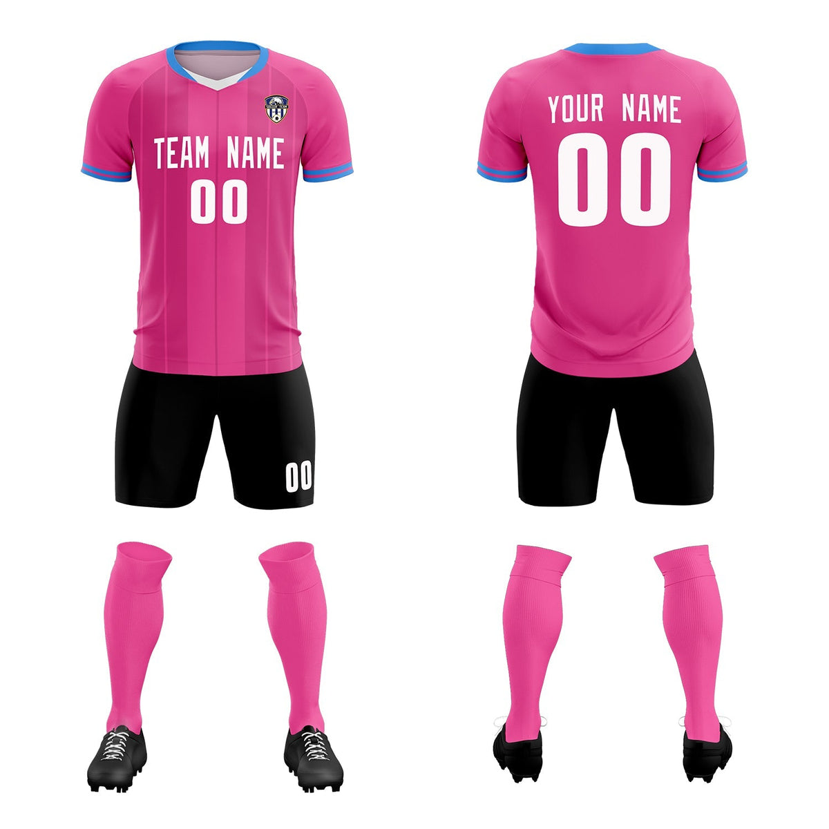Custom Pink Classic Striped Personalized Football Kit Jersey