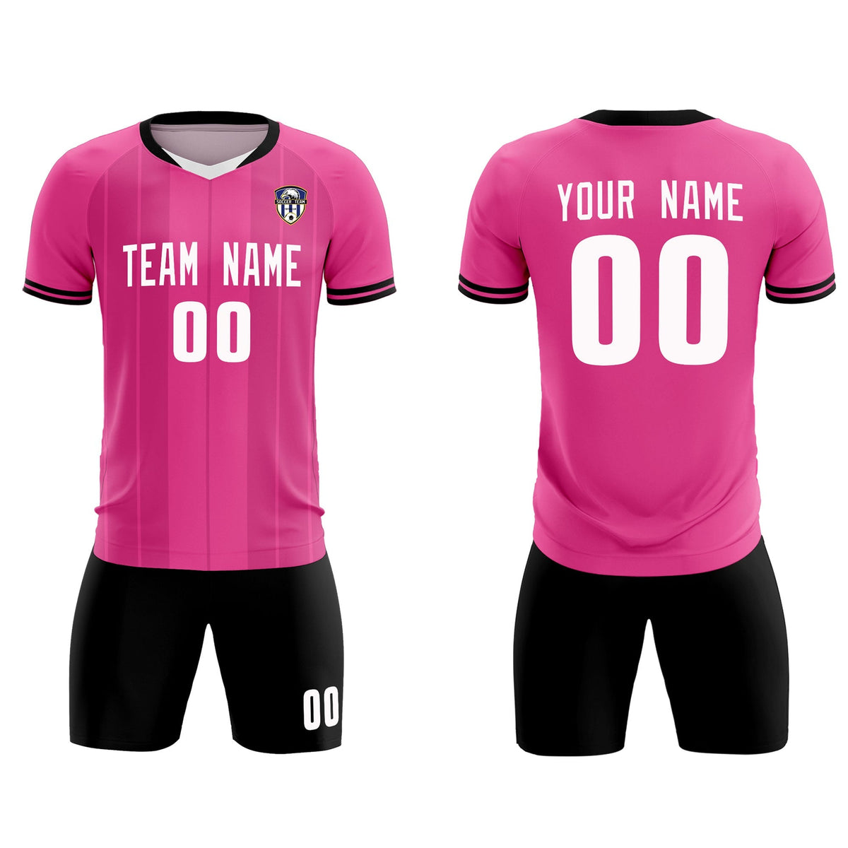 Custom Pink Classic Striped Personalized Football Kit Jersey