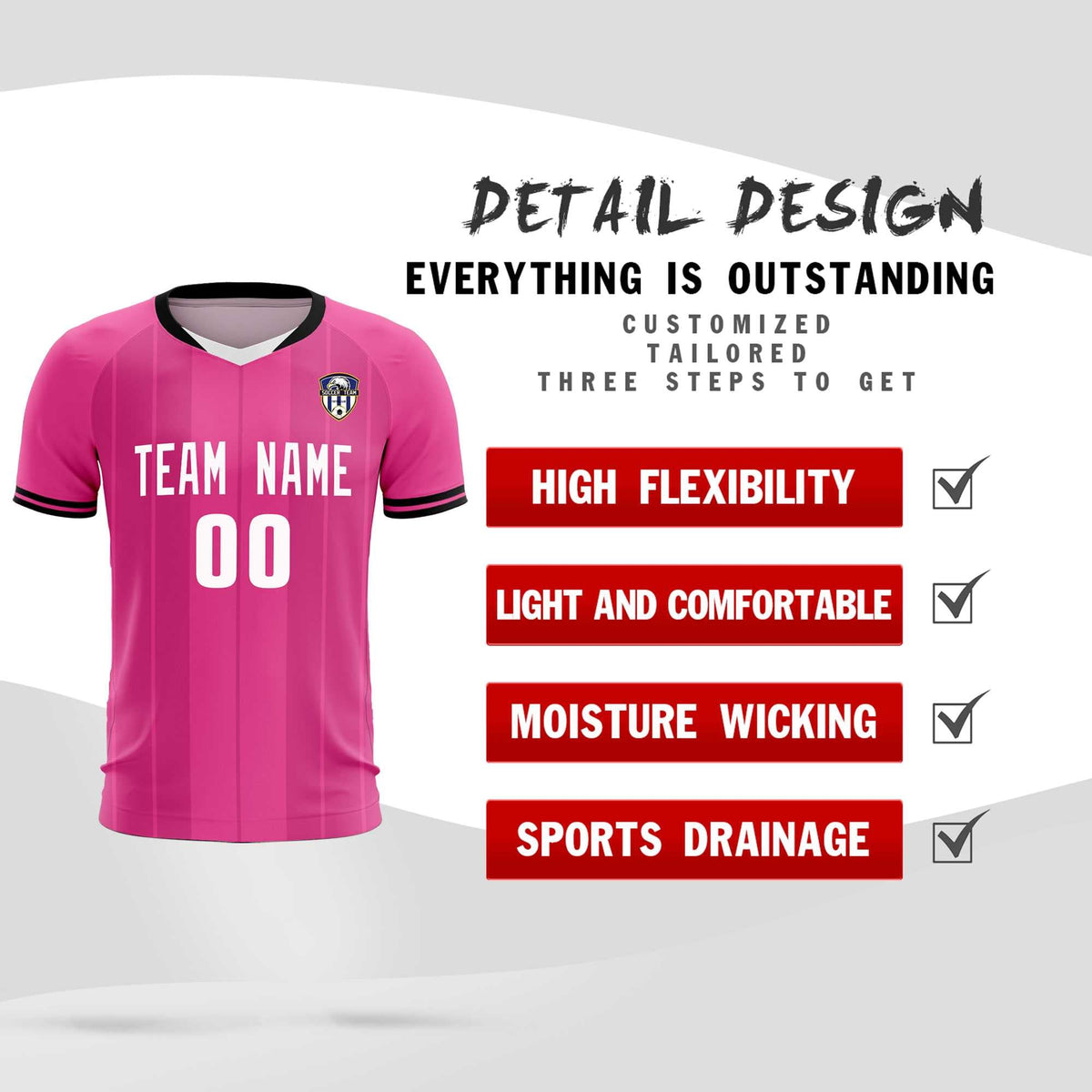 Custom Pink Classic Striped Personalized Football Kit Jersey