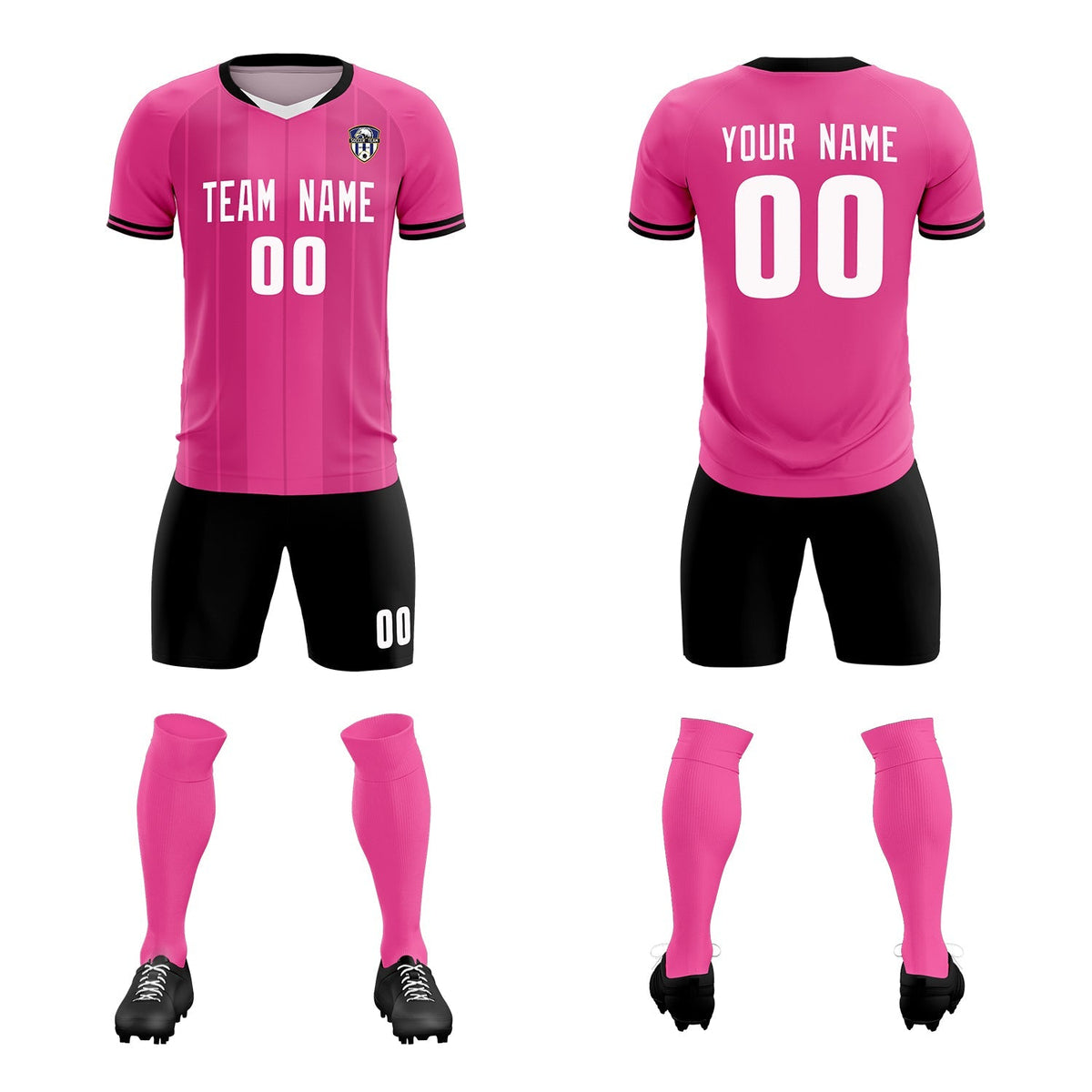 Custom Pink Classic Striped Personalized Football Kit Jersey