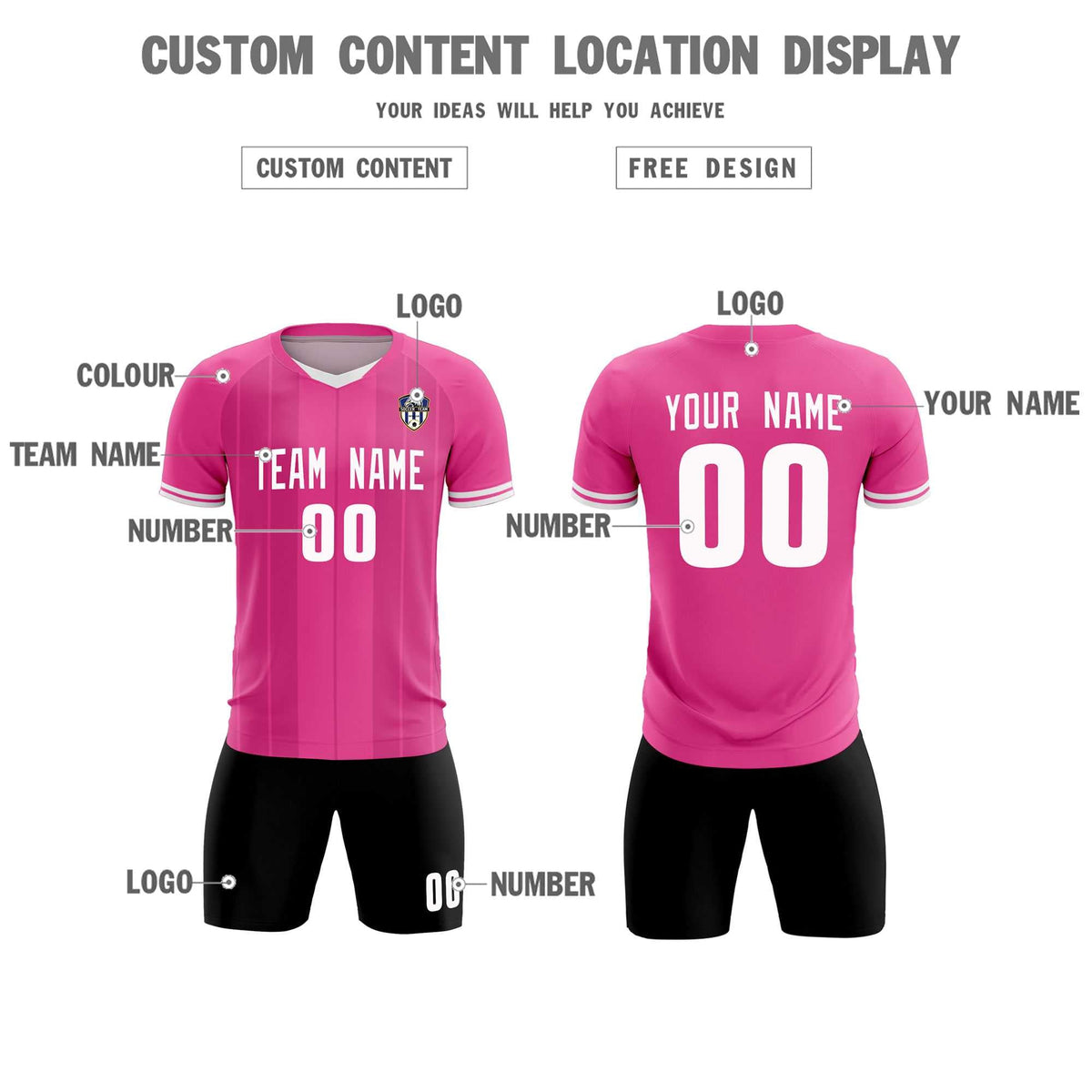 Custom Pink Classic Striped Personalized Football Kit Jersey