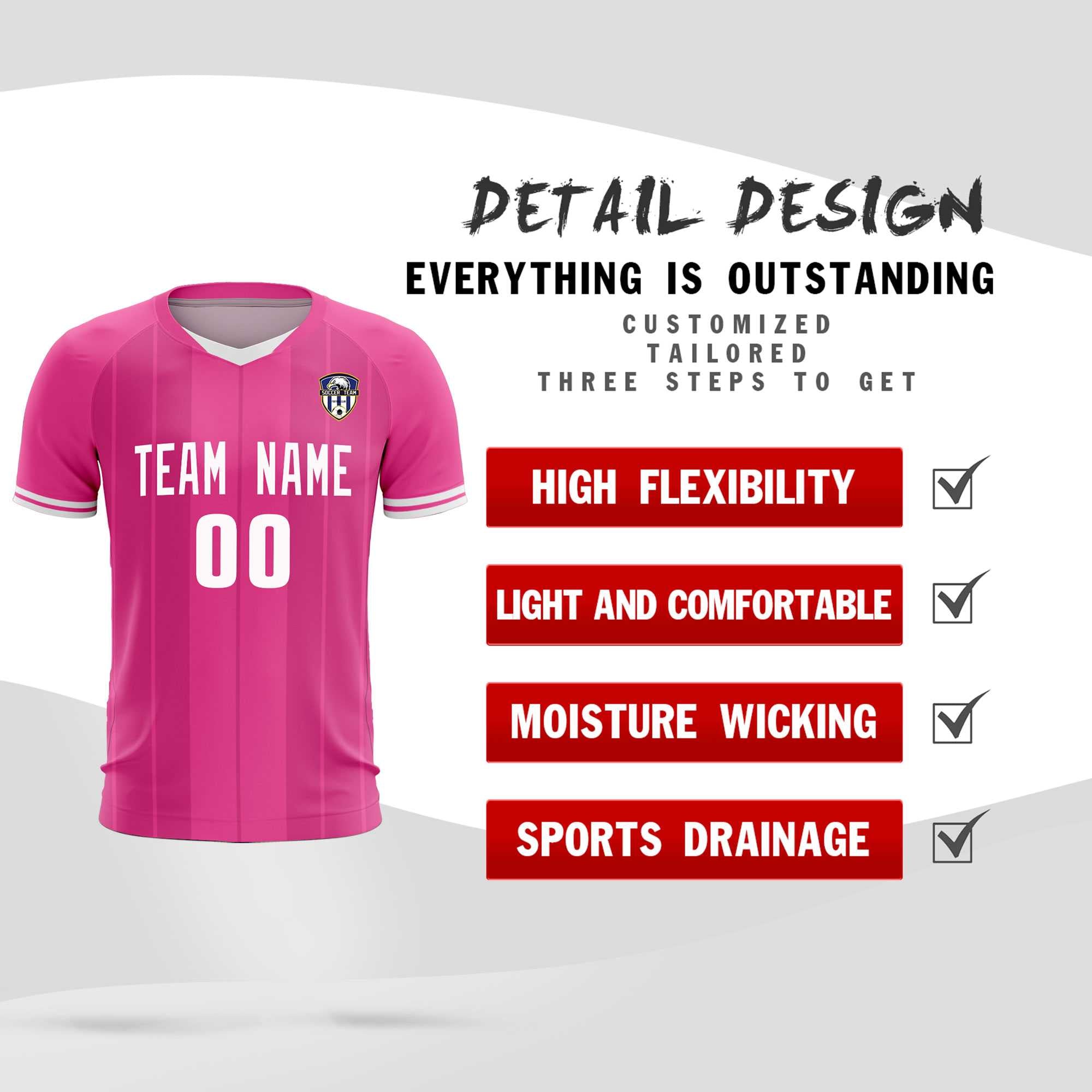 Custom Pink Classic Striped Personalized Football Kit Jersey