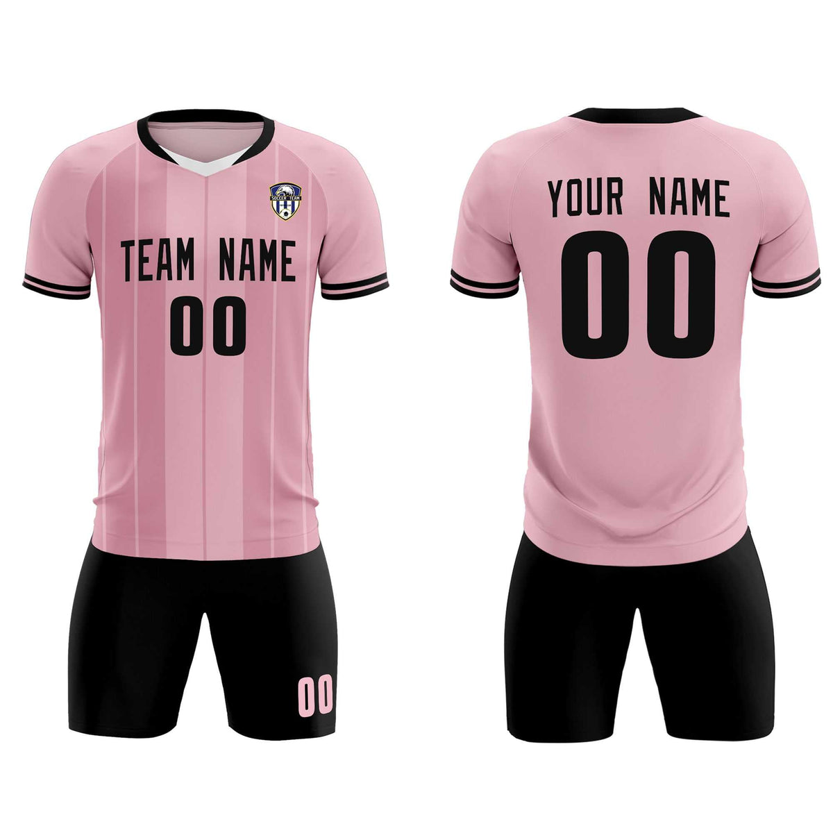 Custom Light Pink Classic Striped Personalized Football Kit Jersey