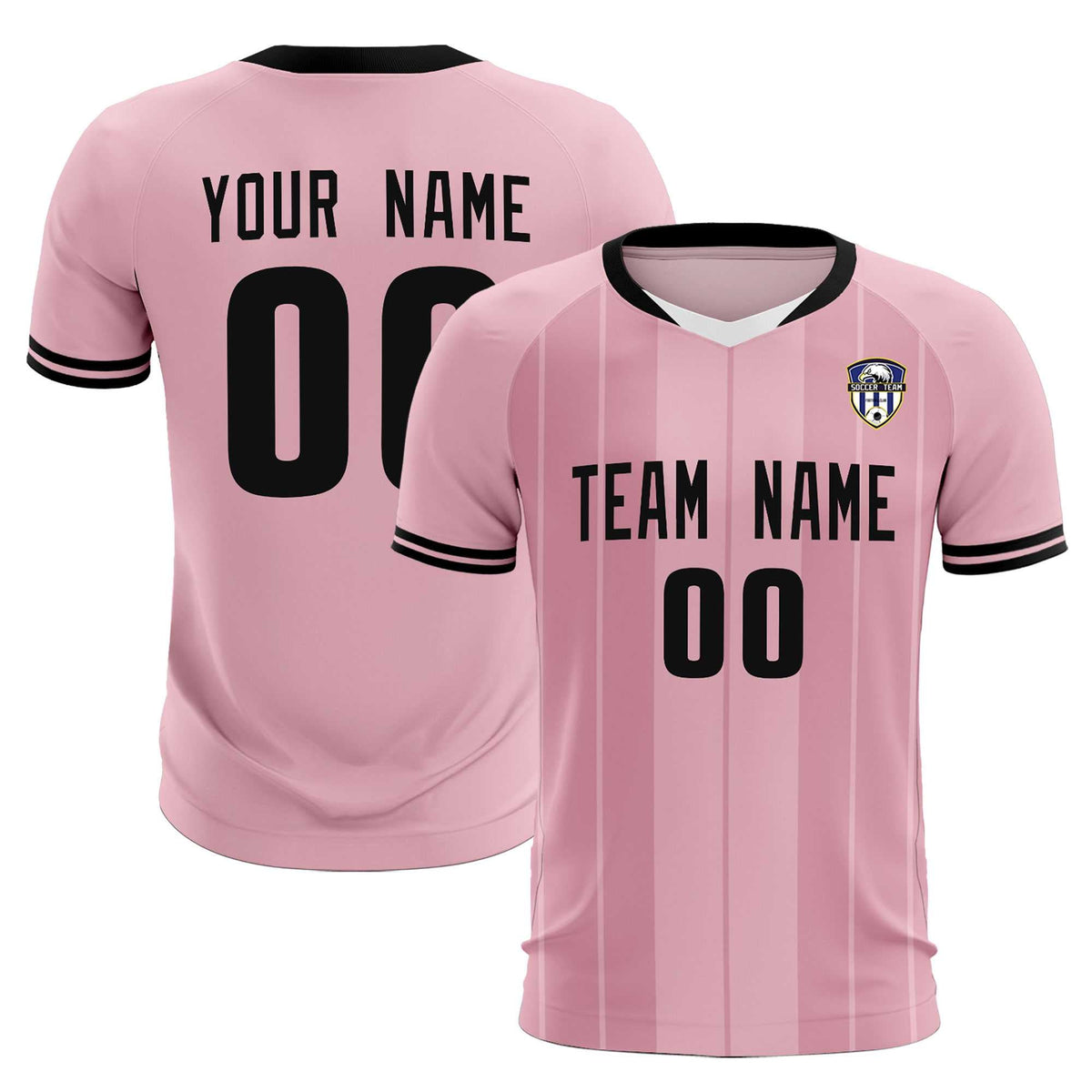 Custom Light Pink Classic Striped Personalized Football Kit Jersey