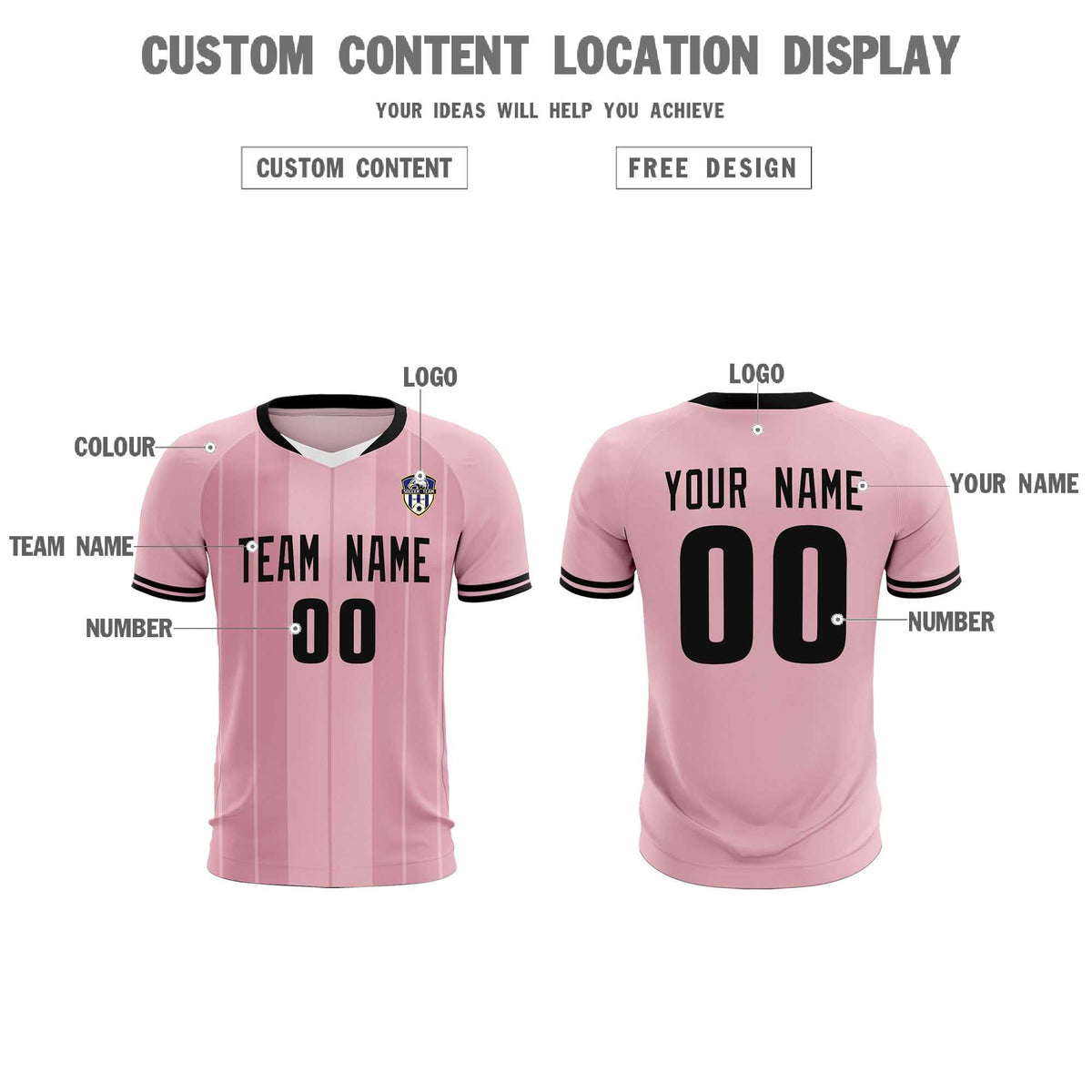 Custom Light Pink Classic Striped Personalized Football Kit Jersey