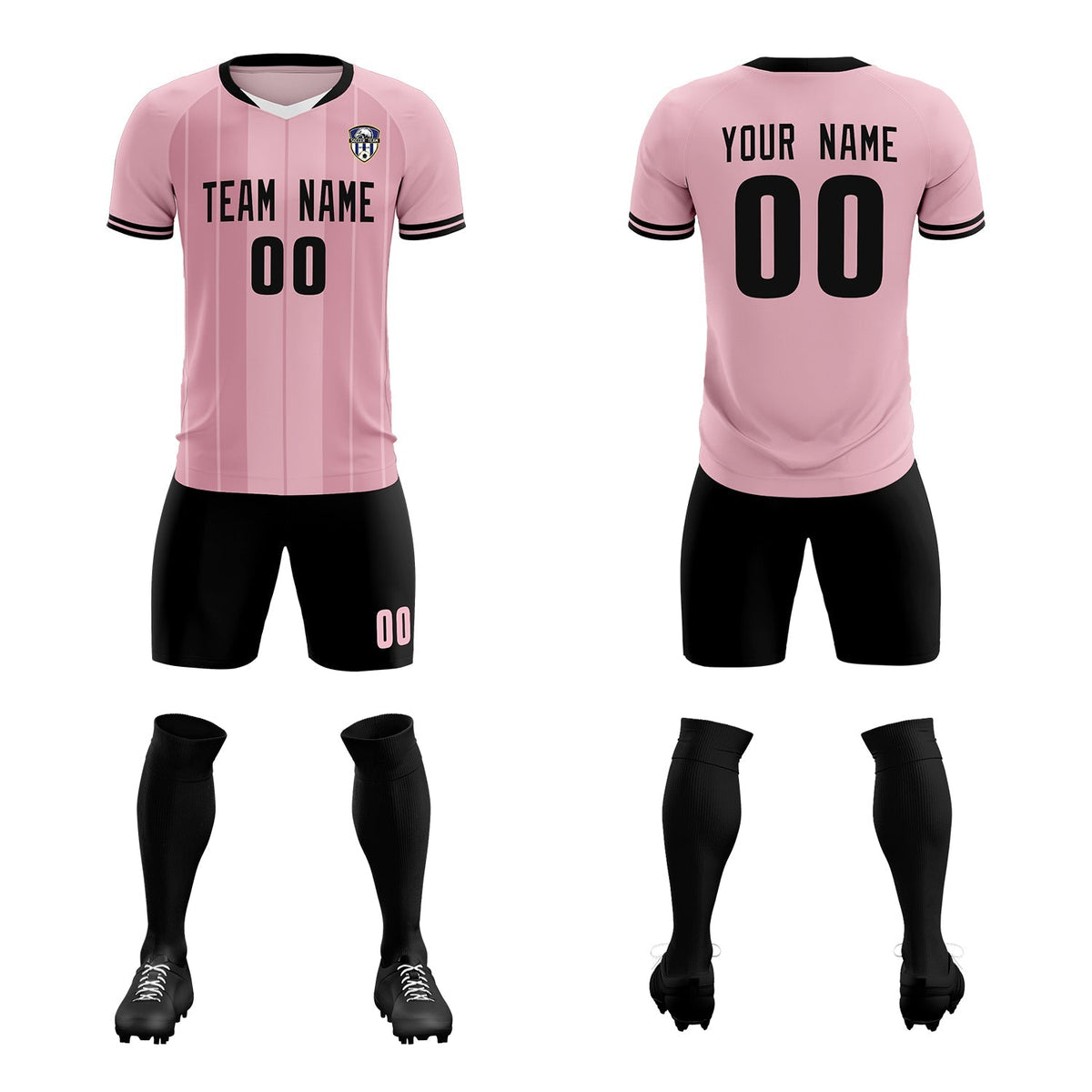 Custom Light Pink Classic Striped Personalized Football Kit Jersey