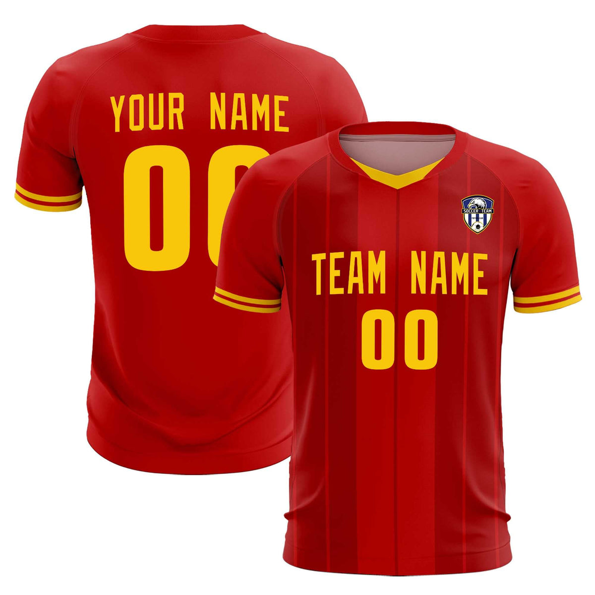 Custom Red Classic Striped Personalized Football Kit Jersey