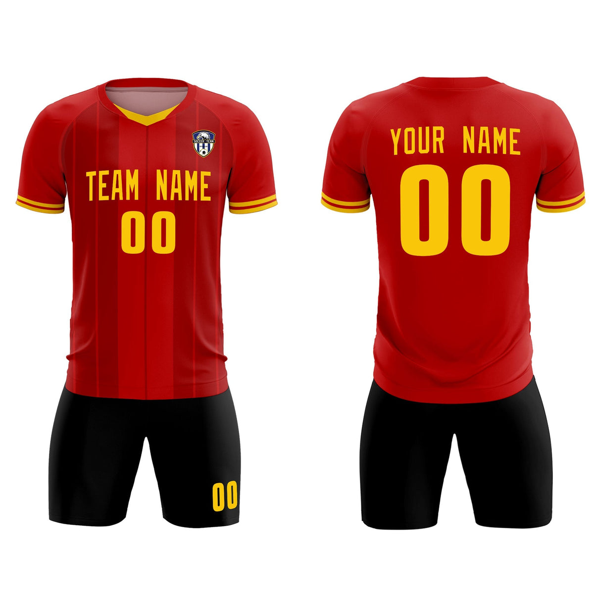 Custom Red Classic Striped Personalized Football Kit Jersey