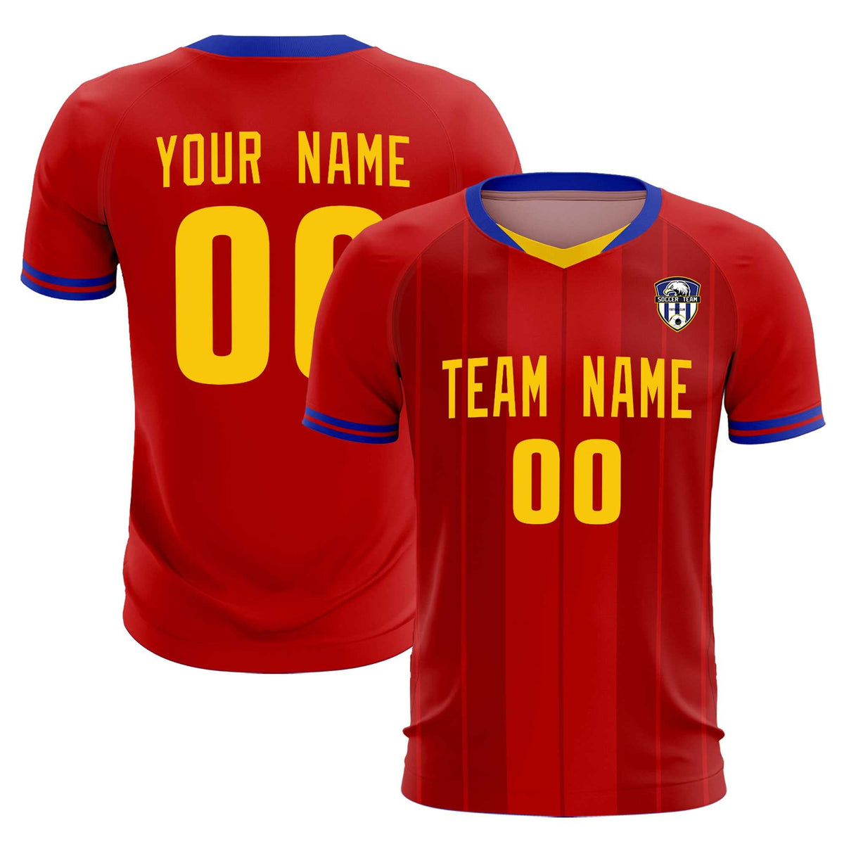 Custom Red Classic Striped Personalized Football Kit Jersey