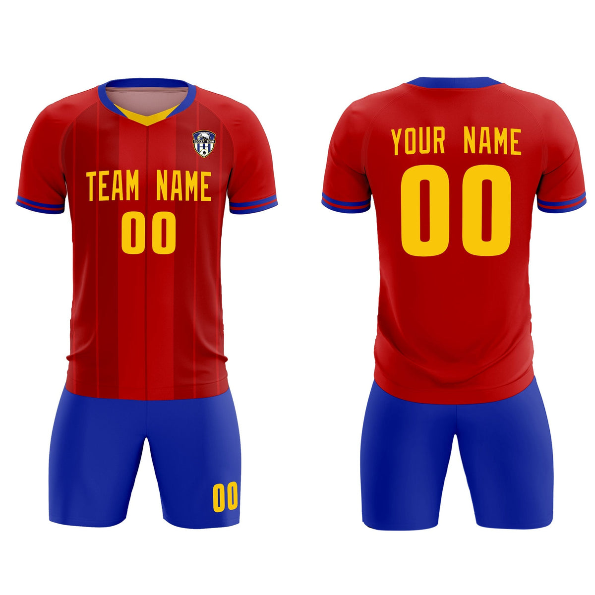 Custom Red Classic Striped Personalized Football Kit Jersey