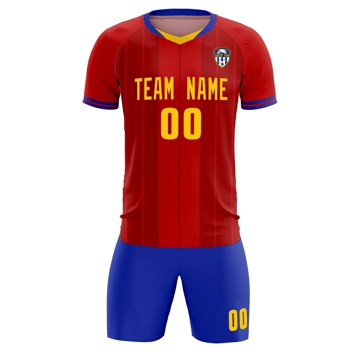 Custom Red Classic Striped Personalized Football Kit Jersey