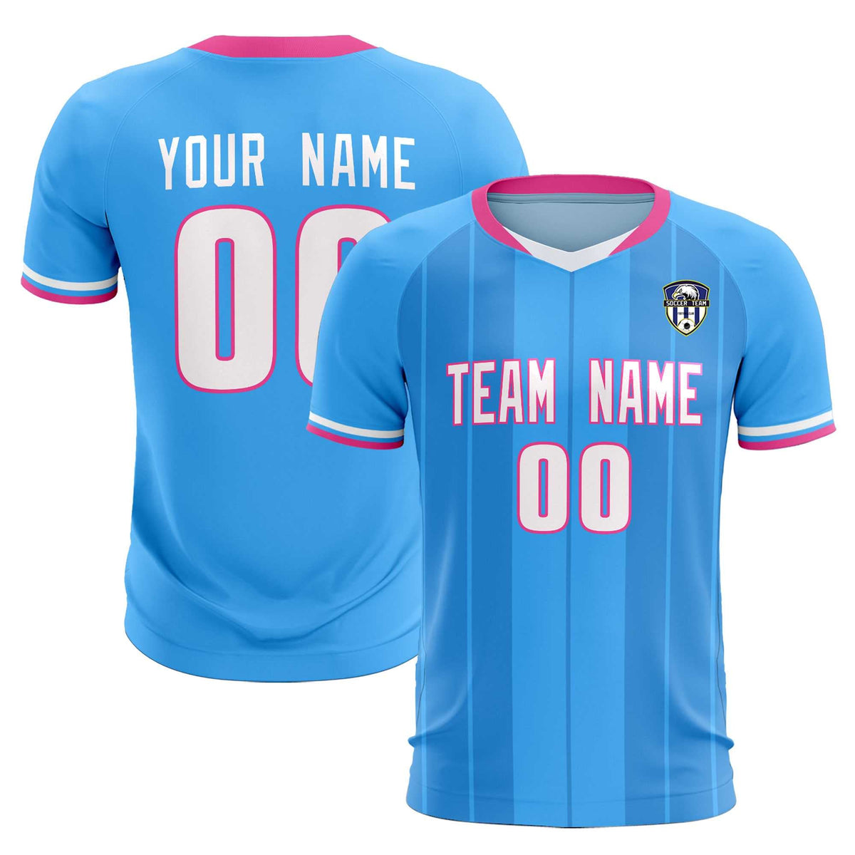 Custom Powder Blue Classic Striped Personalized Football Kit Jersey