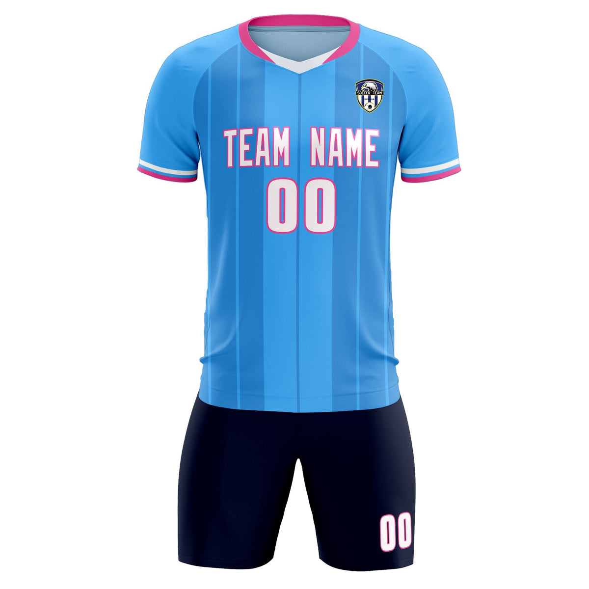 Custom Powder Blue Classic Striped Personalized Football Kit Jersey