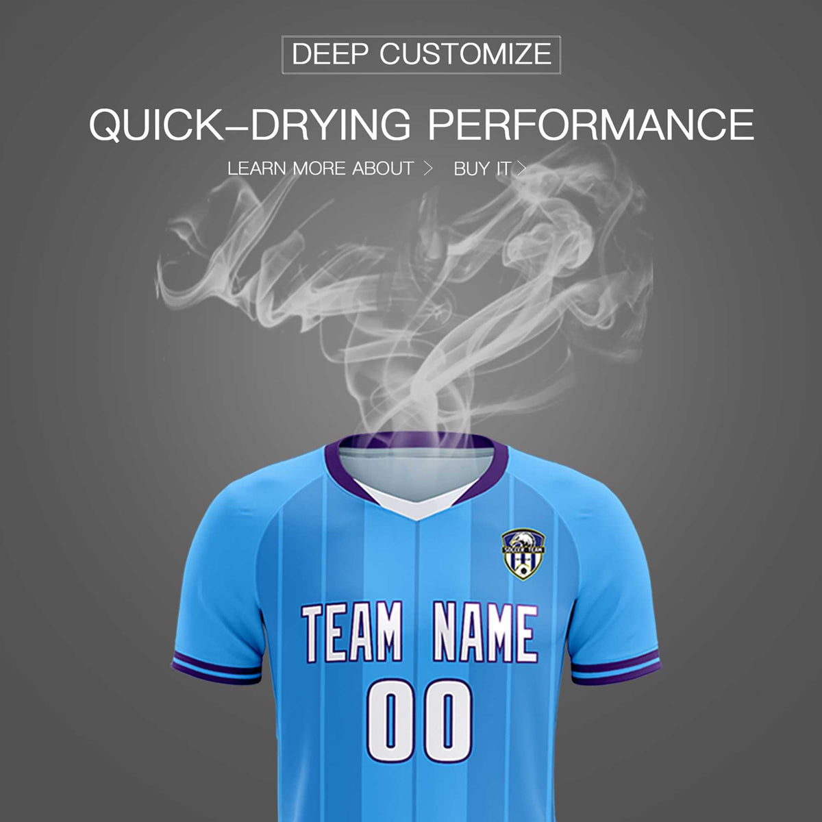 Custom Powder Blue Classic Striped Personalized Football Kit Jersey