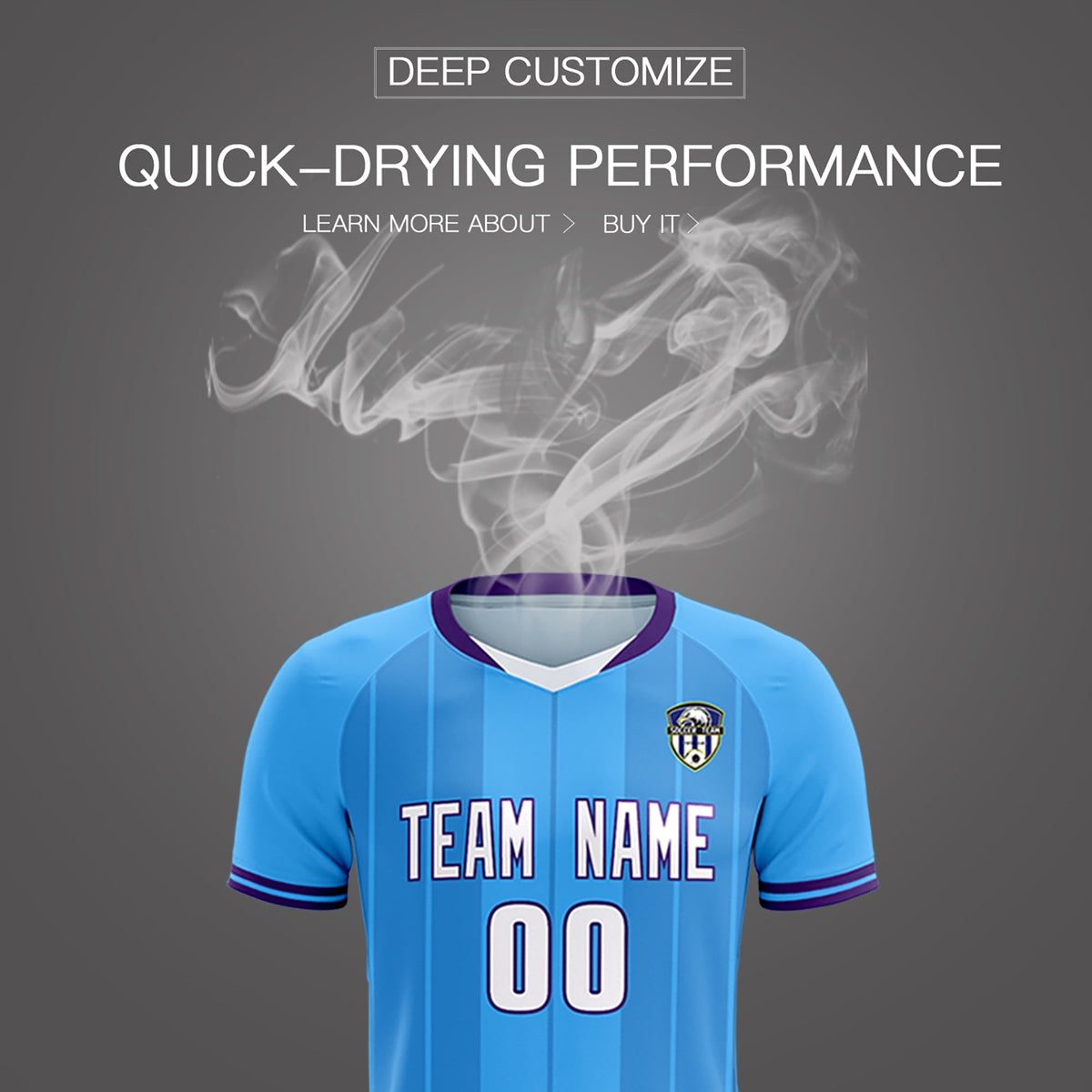 Custom Powder Blue Classic Striped Personalized Football Kit Jersey
