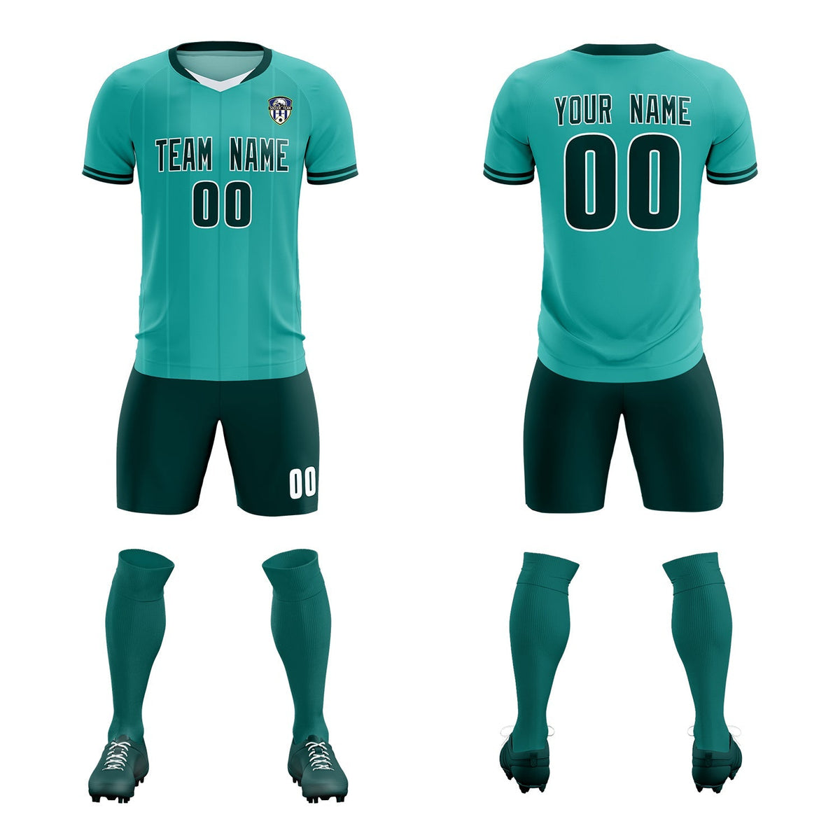 Custom Bright Green Classic Striped Personalized Football Kit Jersey