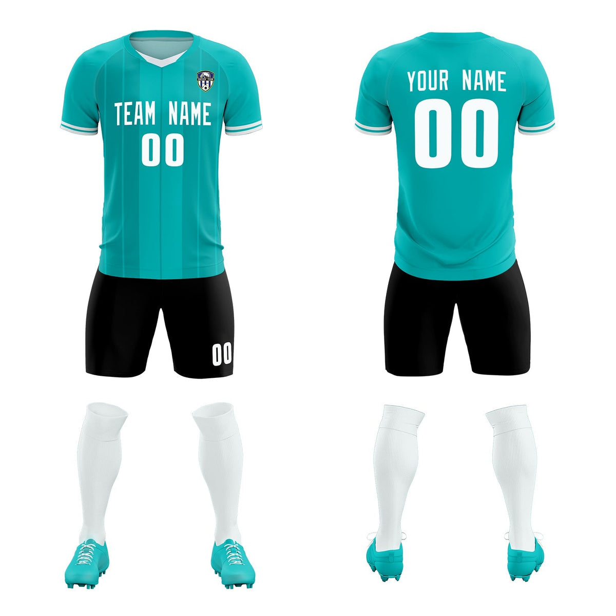 Custom Green Classic Striped Personalized Football Kit Jersey