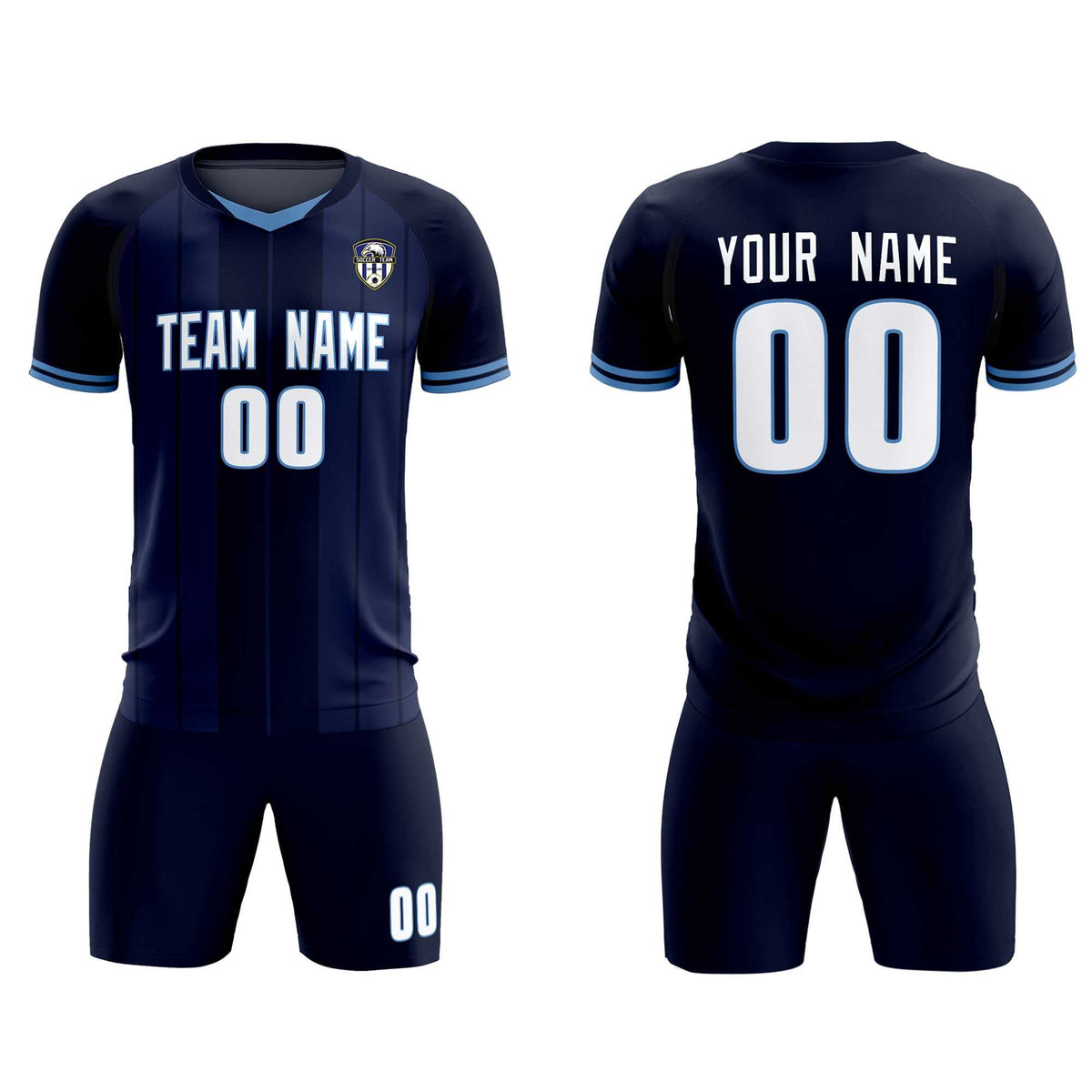 Custom Navy Classic Striped Personalized Football Kit Jersey