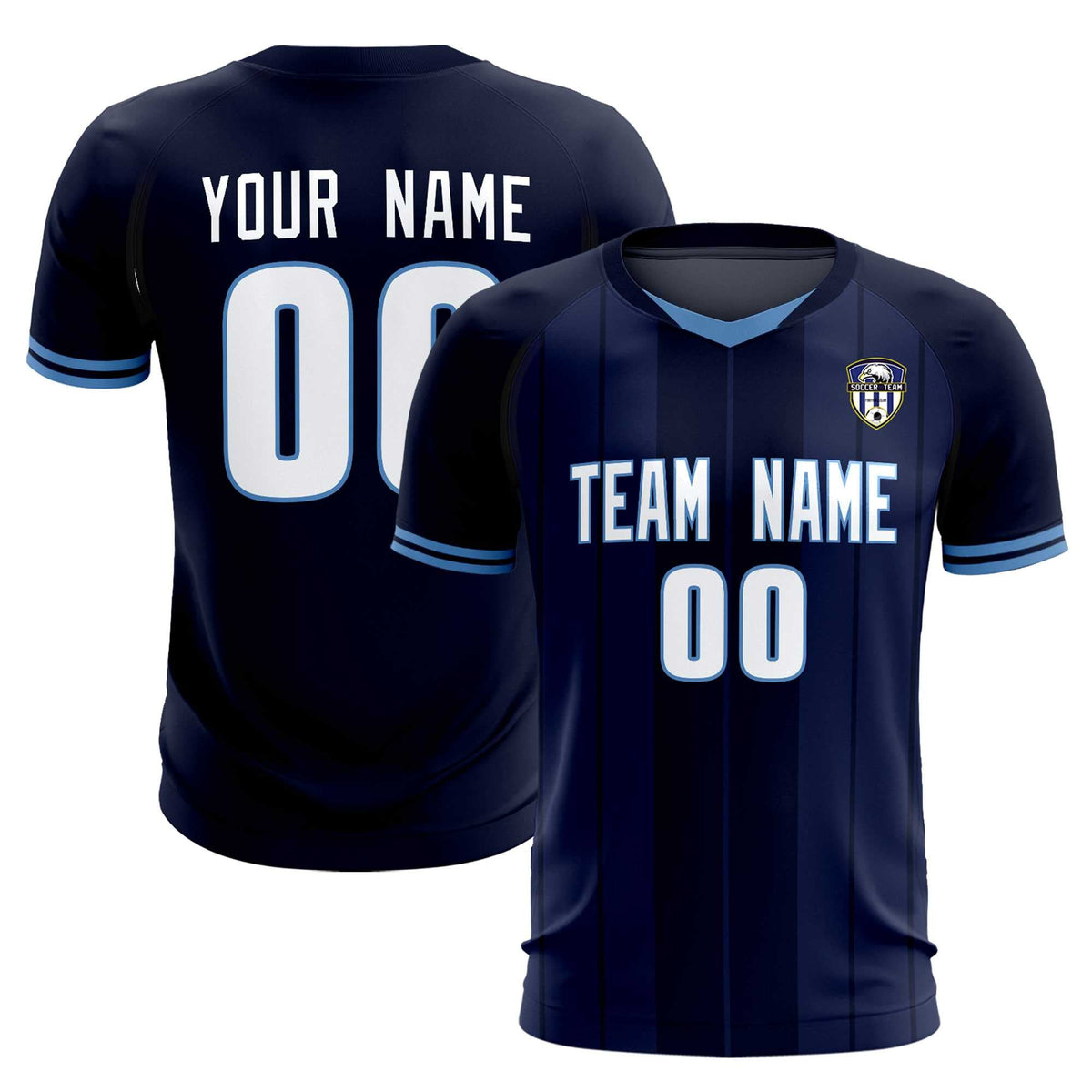 Custom Navy Classic Striped Personalized Football Kit Jersey