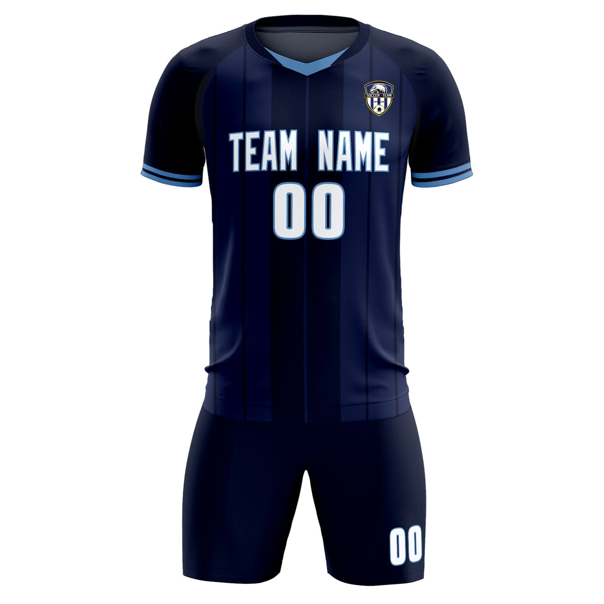 Custom Navy Classic Striped Personalized Football Kit Jersey