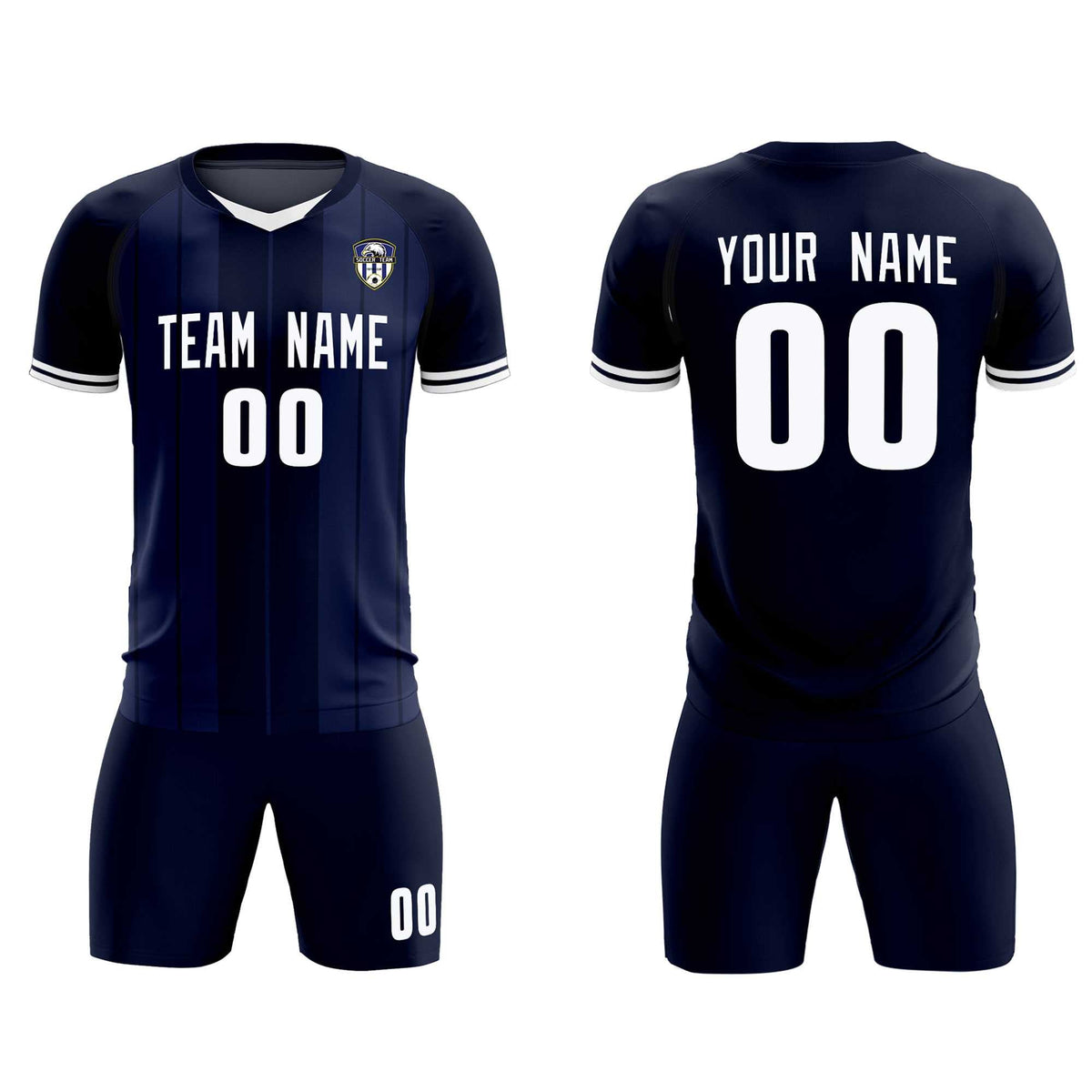 Custom Navy Classic Striped Personalized Football Kit Jersey