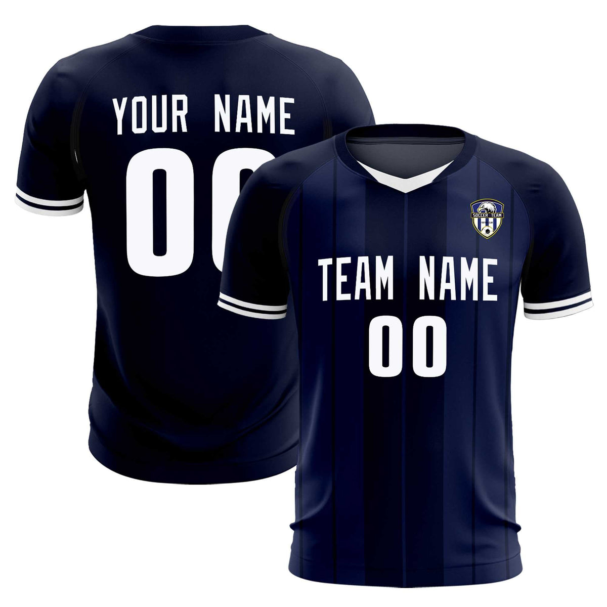 Custom Navy Classic Striped Personalized Football Kit Jersey