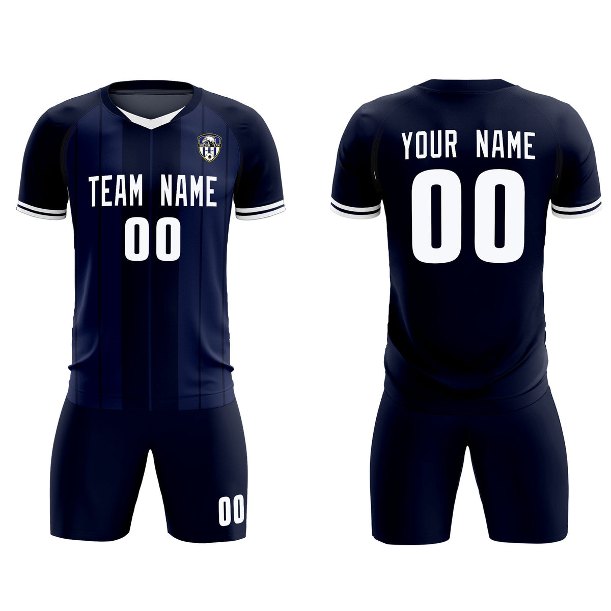 Custom Navy Classic Striped Personalized Football Kit Jersey